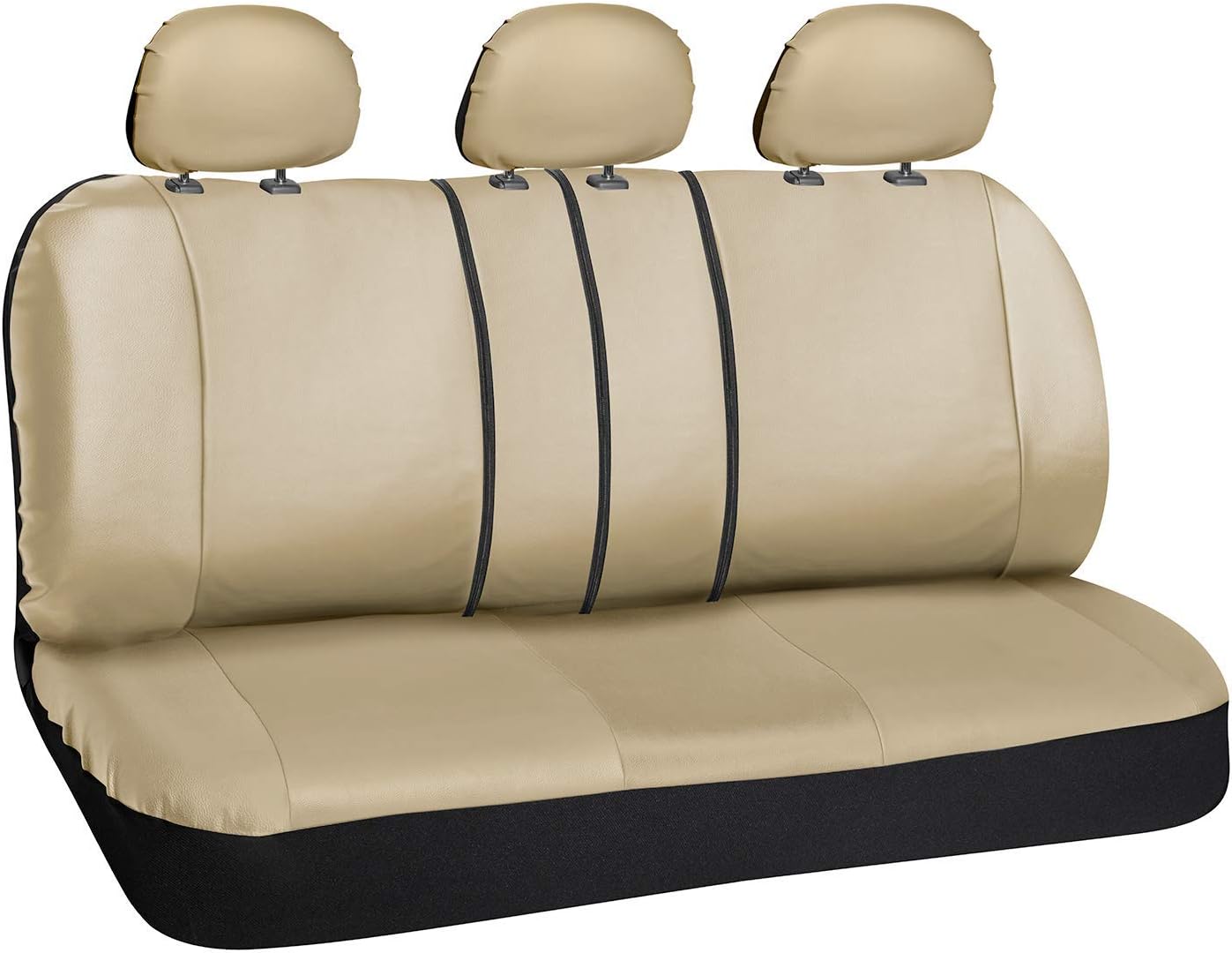OxGord Car Seat Cover - PU Leather Solid Beige with Front Low Bucket and 50-50 or 60-40 Rear Split Bench - Universal Fit for Cars, Trucks, SUVs, Van - 10 pc Complete Full Set : Automotive