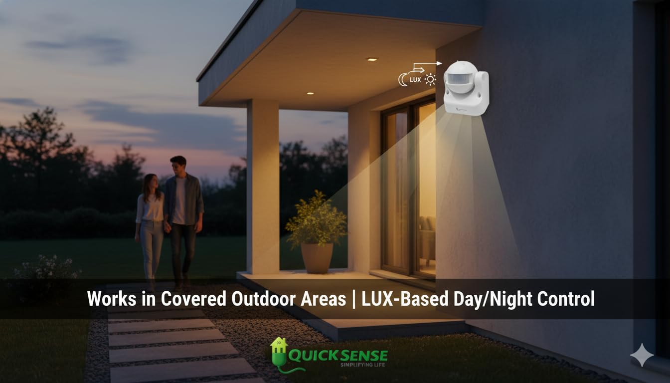 Quick Sense QS-09 PIR Motion Sensor | 180° Wall Mount Motion Detection | 12m Range | Non-Adjustable | IP44 3