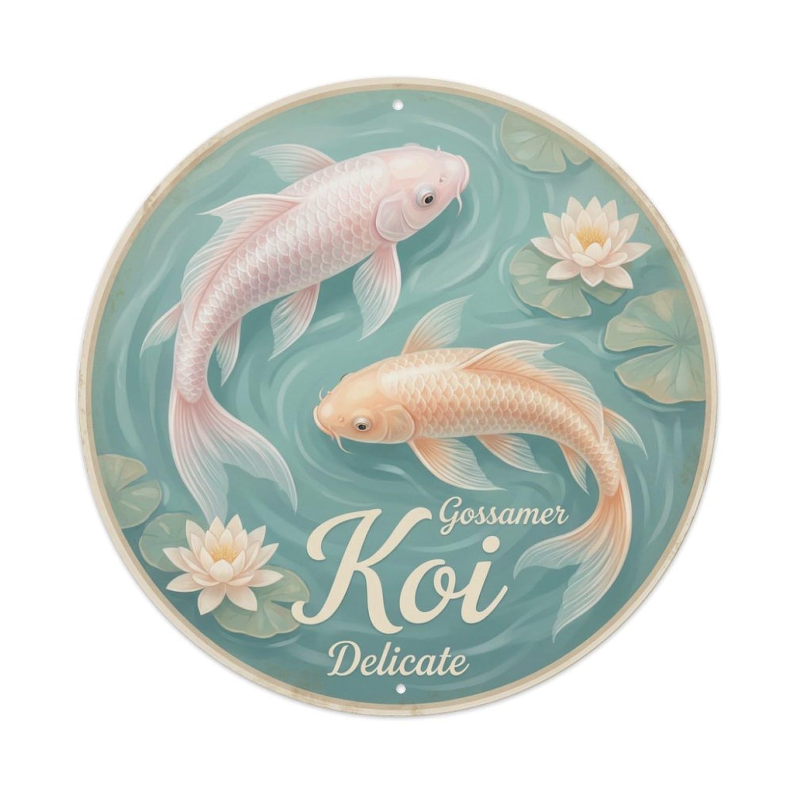 Tgrcjimh Style Metal Tin Sign Koi Fish Gossamer Delicate Ethereal Light Soft Waters