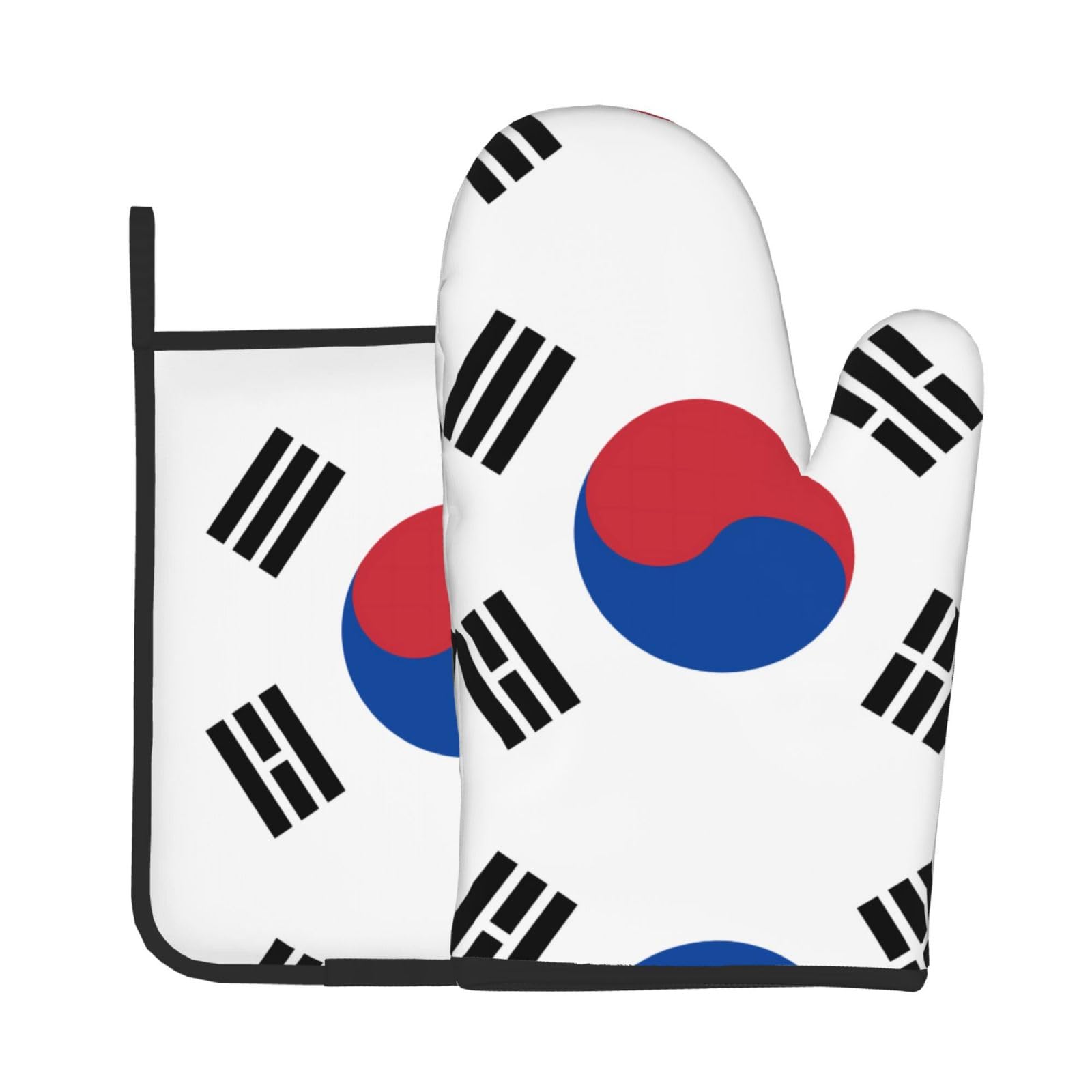 Oven Mitts and Potholders Set of 2 for Kitchen Baking Cooking GrayFlag of Republic of Korea Thick and Durable