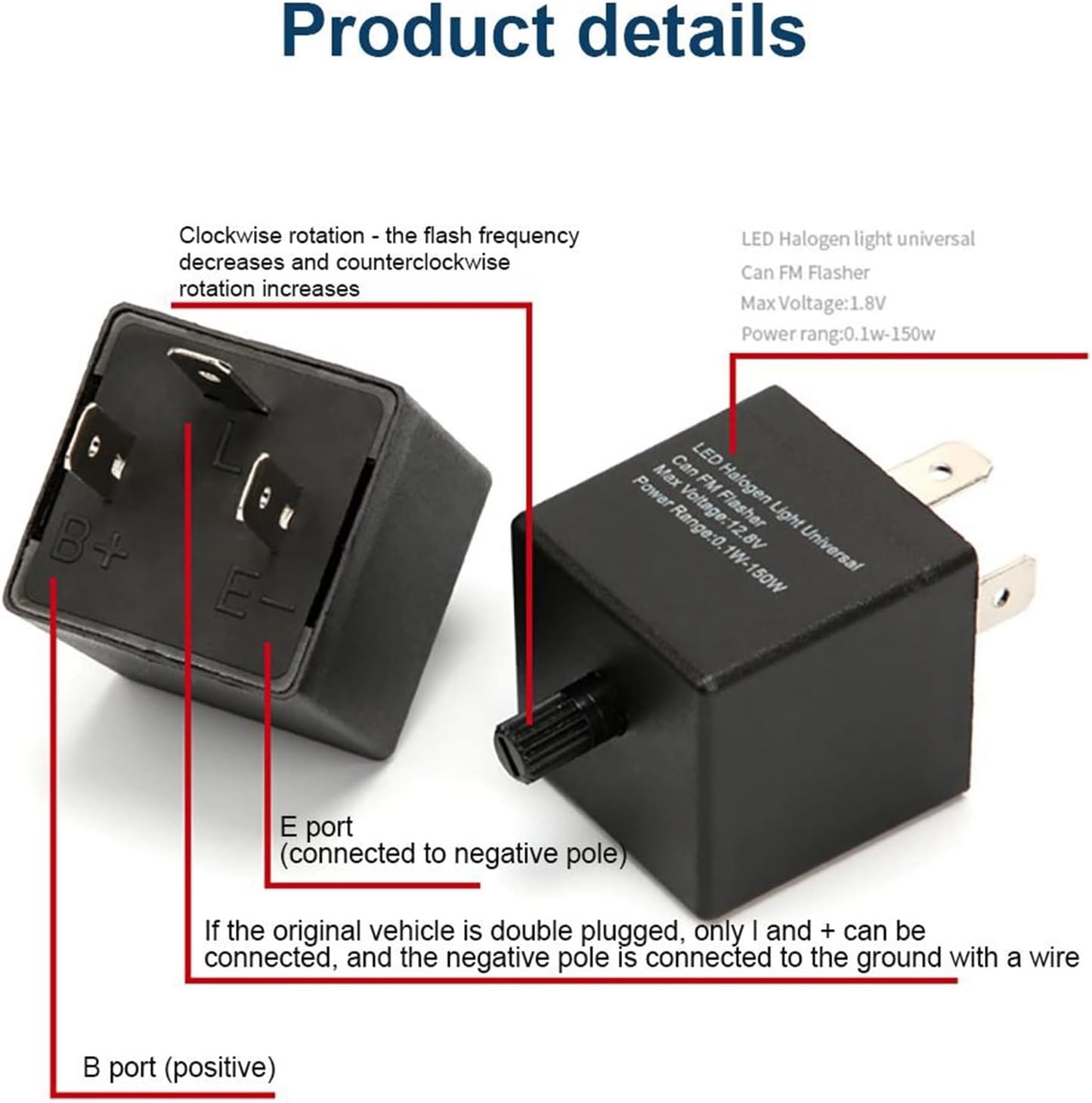 Universal Adjustable Frequency Flashers Car Motorcycle LED High-Power Flashing Relay LED Running Turn Signal Flashing Relay