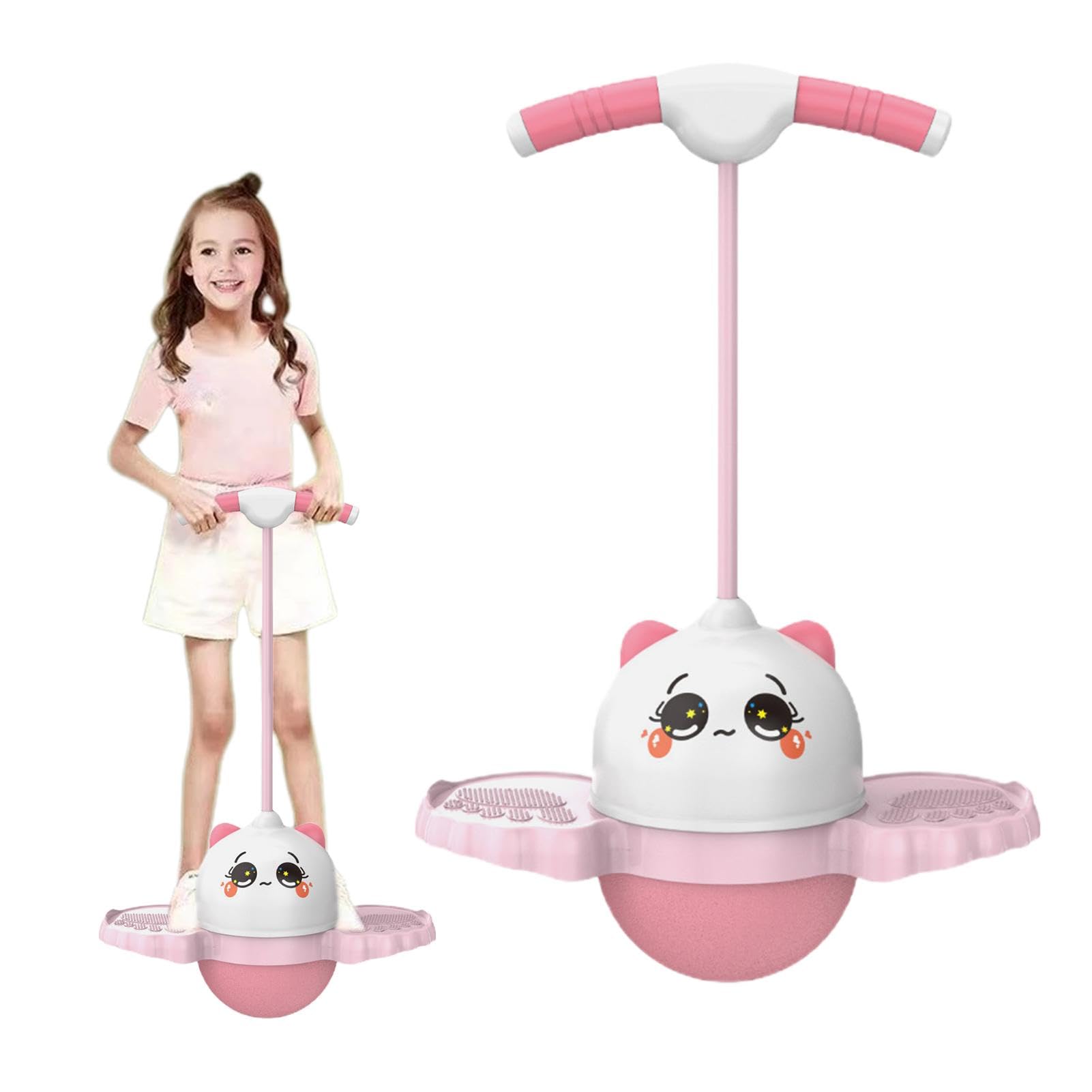 pog o Stick for Kid - Kids Outdoor Toys, Cute Glowing pog o Sticks | Anti-Slip Jumping Toy with Easy Grip Handle, Kids Kindergarten Fitness Exercise Bouncing Ball, pog o Stick Balance Ability 4 Year