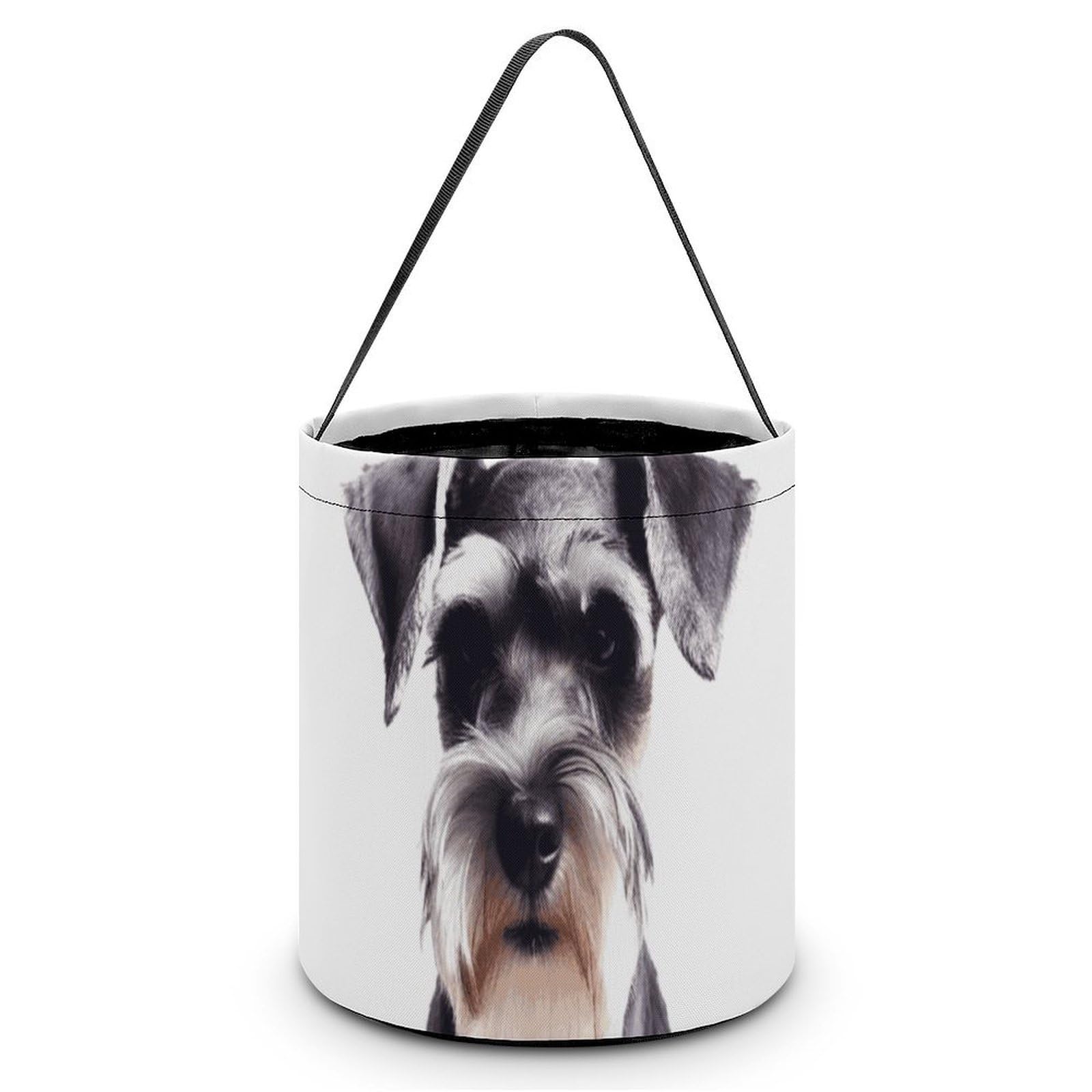 JTREHY Well-behaved Schnauzer Candy Basket Hand-held Portable Candy Basket Collapsible Reusable Candys Bags Trick Or Treat Bags Party Festival Gift Bucket