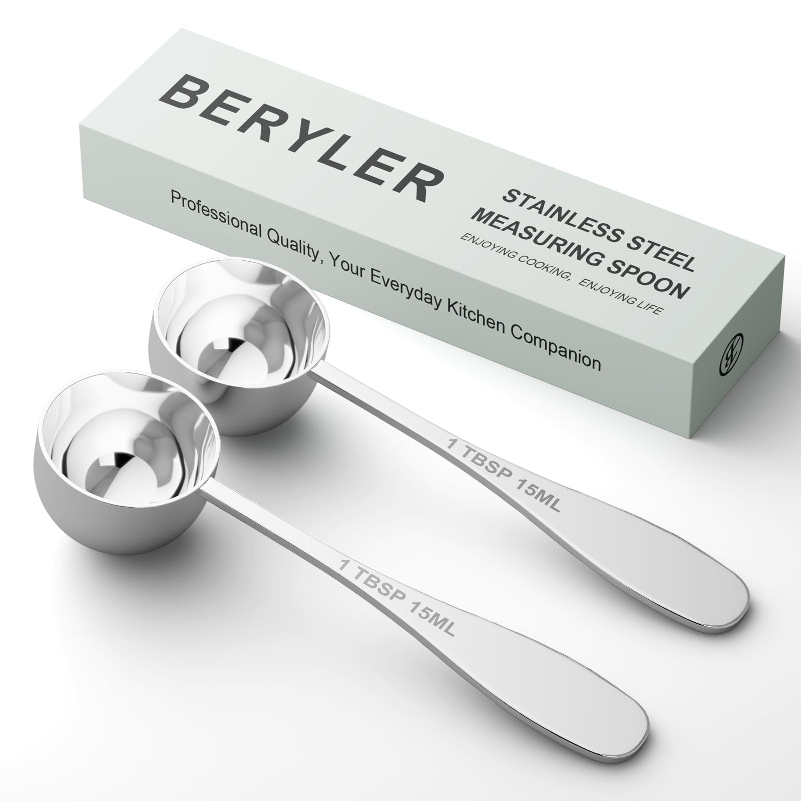 2PCS 1tbsp(3tsp, 15 ml) Single Measuring Spoon, Stainless Steel Individual Teaspoon, Metal Measure Scoop with Gift Box