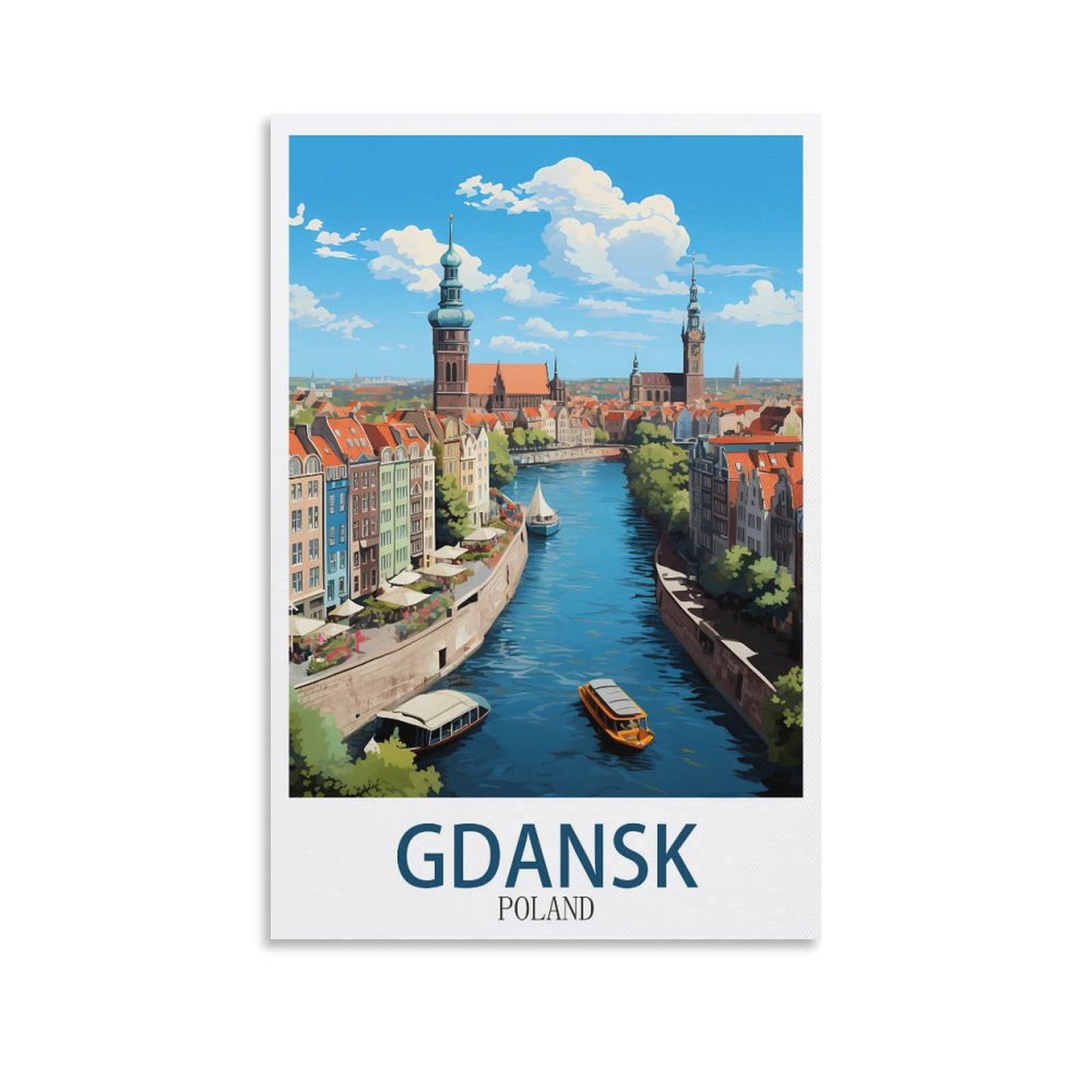 Zbbggoz Unframe-Style Gdansk Poland Province Vintage Travel Poster 08X12inch(20X30cm) Canvas Wall Posters And Art Picture Print Modern Family Bedroom Decor