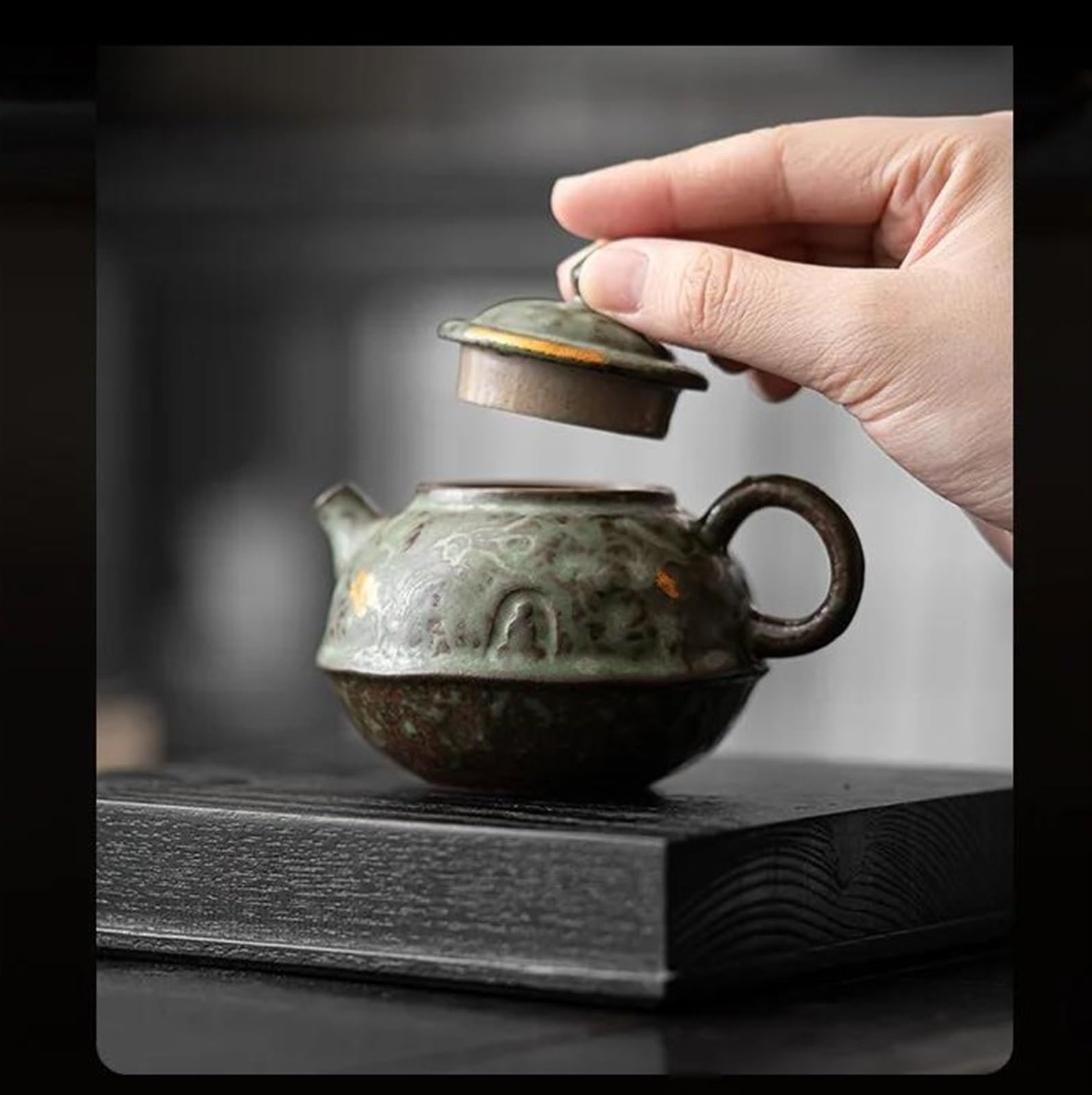 Service à thé pour Adultes, Service à thé Chinois, Bouilloire avec Filtre, théière Artisanale en Bronze émaillé, théière Ancienne en Terre Cuite, Service à thé Portable de 160 ML (B)