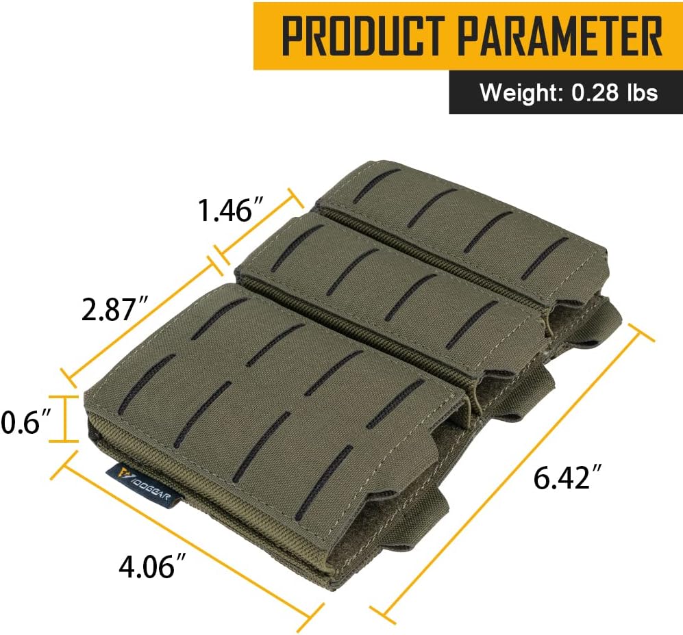 IDOGEAR Tactical 5.56mm Rifle Mag Pouch and Double 9mm Pistol Magazine Pouch Set with Open Top Quick Release and MOLLE Compatible