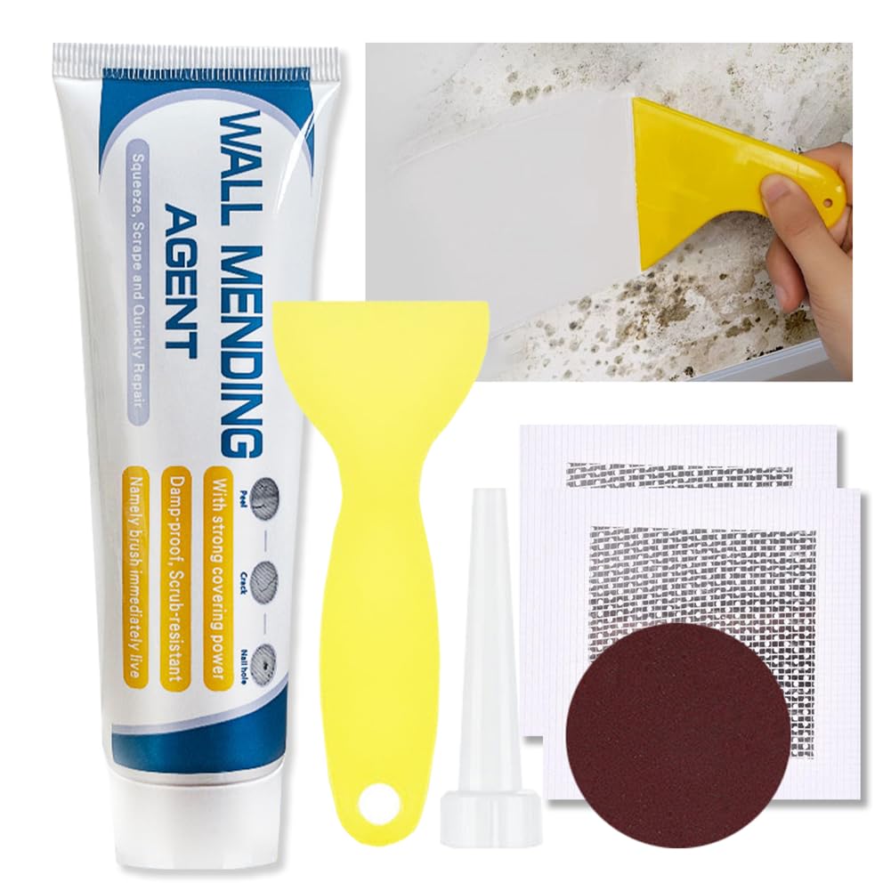 Wall Repair Paste Kit with Squeegee, 100g Repair Cream, Drywall Patches, Fast-Drying Waterproof Formula, Wall Filler Repair Kit, Quick Drying & Waterproof Wall Mending Agent With Mesh