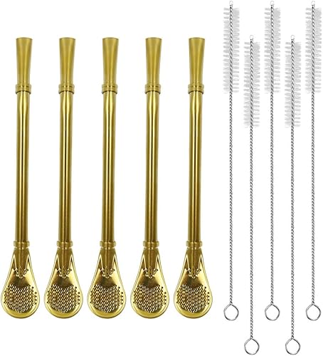 Miniatura 9 de Cuchara de filtro de paja de acero inoxidable, Yerba Mate Bombilla, colador de té de hojas sueltas, pajita de té para beber café, cóctel, paquete de