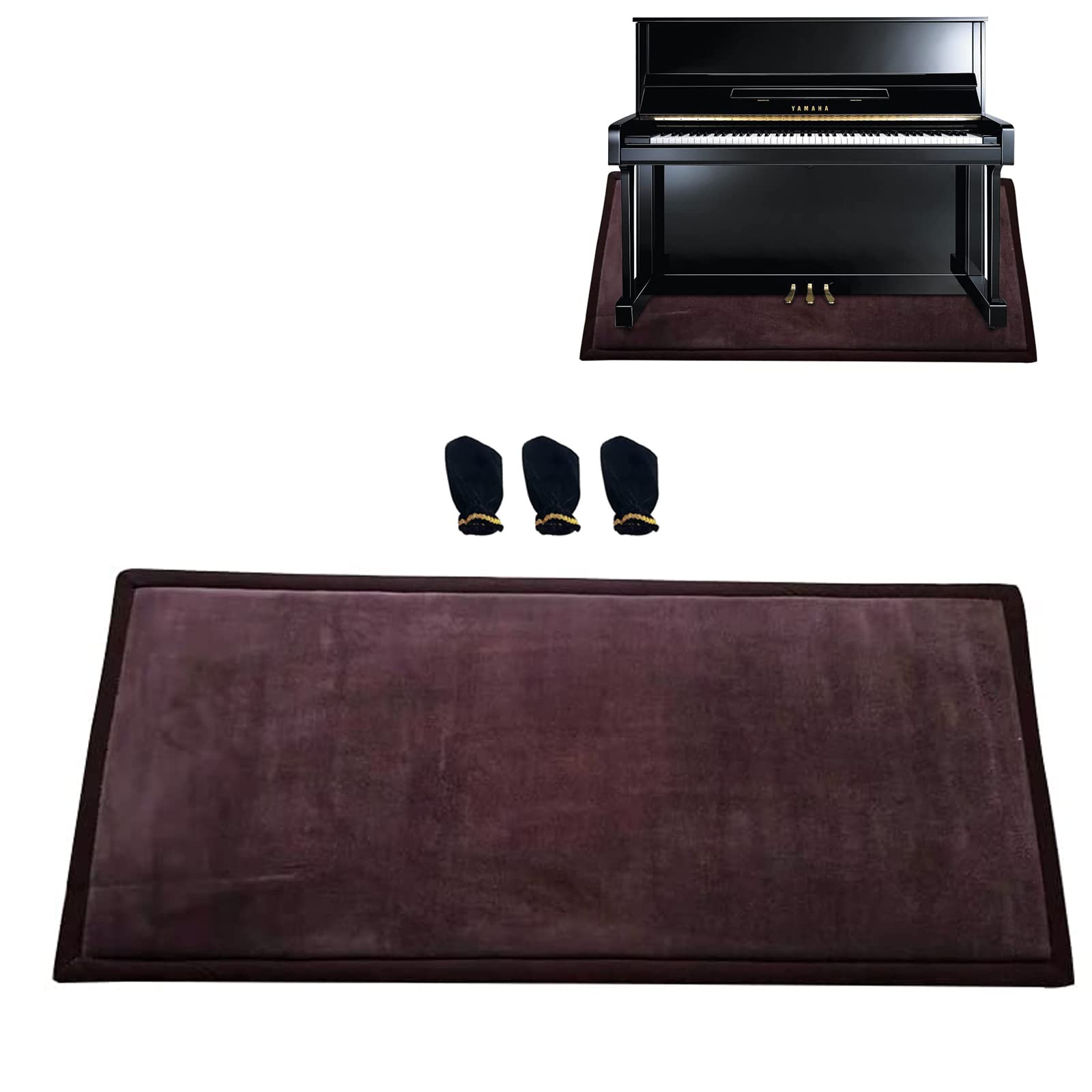 Tapis insonorisé pour Piano Droit avec 3 Couvre-pédales de Piano, Coussin d'isolation Acoustique pour Piano, Coussinets acoustiques/Tapis d'amortissement du Son(160 * 70 cm, B)