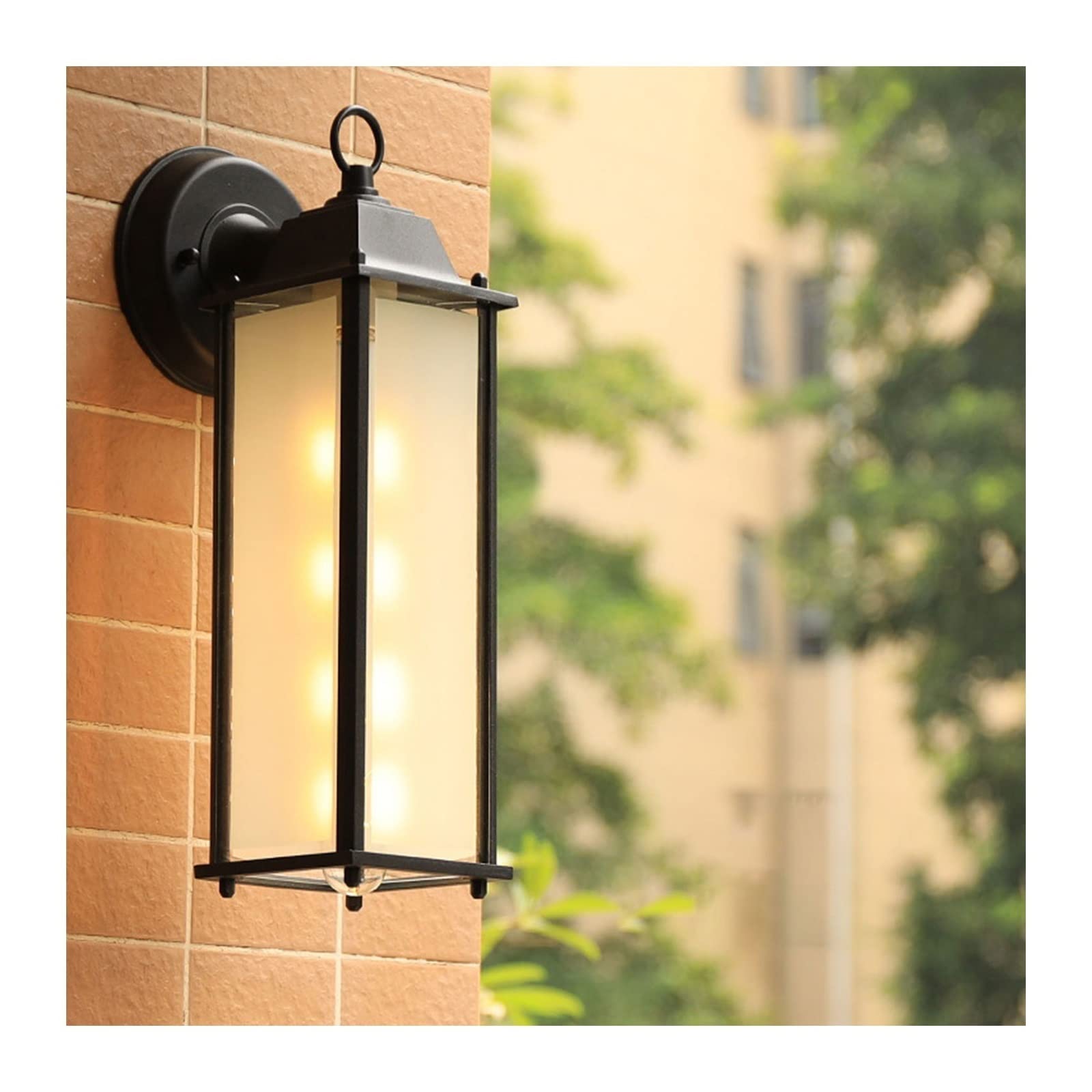 HUAYUSEDF Black Seeded Glass Outdoor Wall Sconce Waterproof Patio Porch Light Fixture with E26 Base Socket Exterior Lighting for Mount(C)