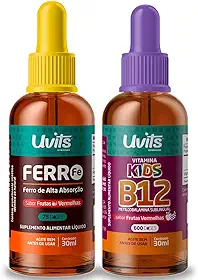 Kit Ferro Bisglicinato 30ml + Vitamina B12 Kids 30ml Uvits