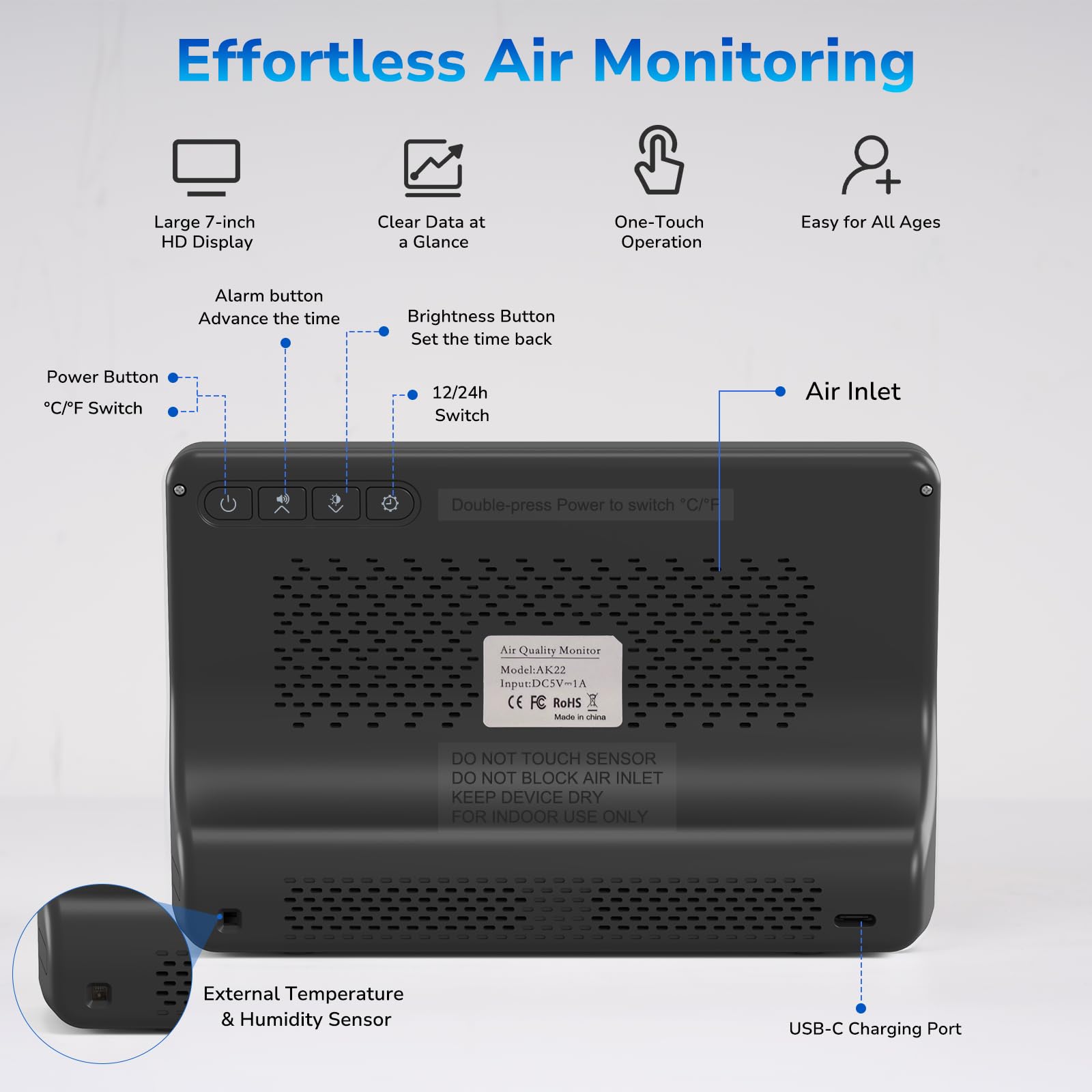 Fil-Fresh 16 in 1 Air Quality Monitor Indoor, CO2 Detector, 9 AQI+7 Alerts — Amazon image 5