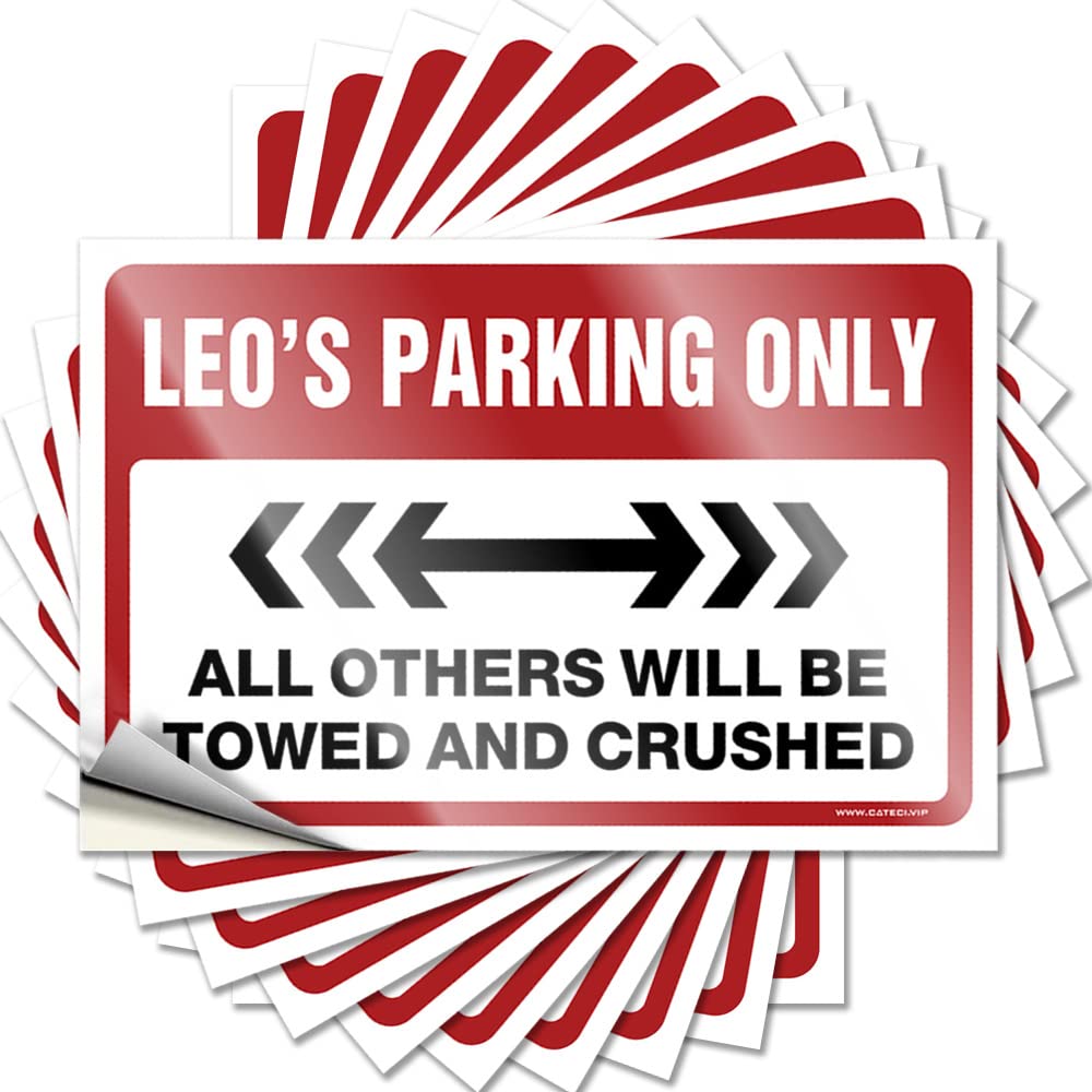 Decals Door Decorations for Bedroom Easy Apply | Leo's Parking Only Crazy Bumper Peel and Stick(8X12CM)