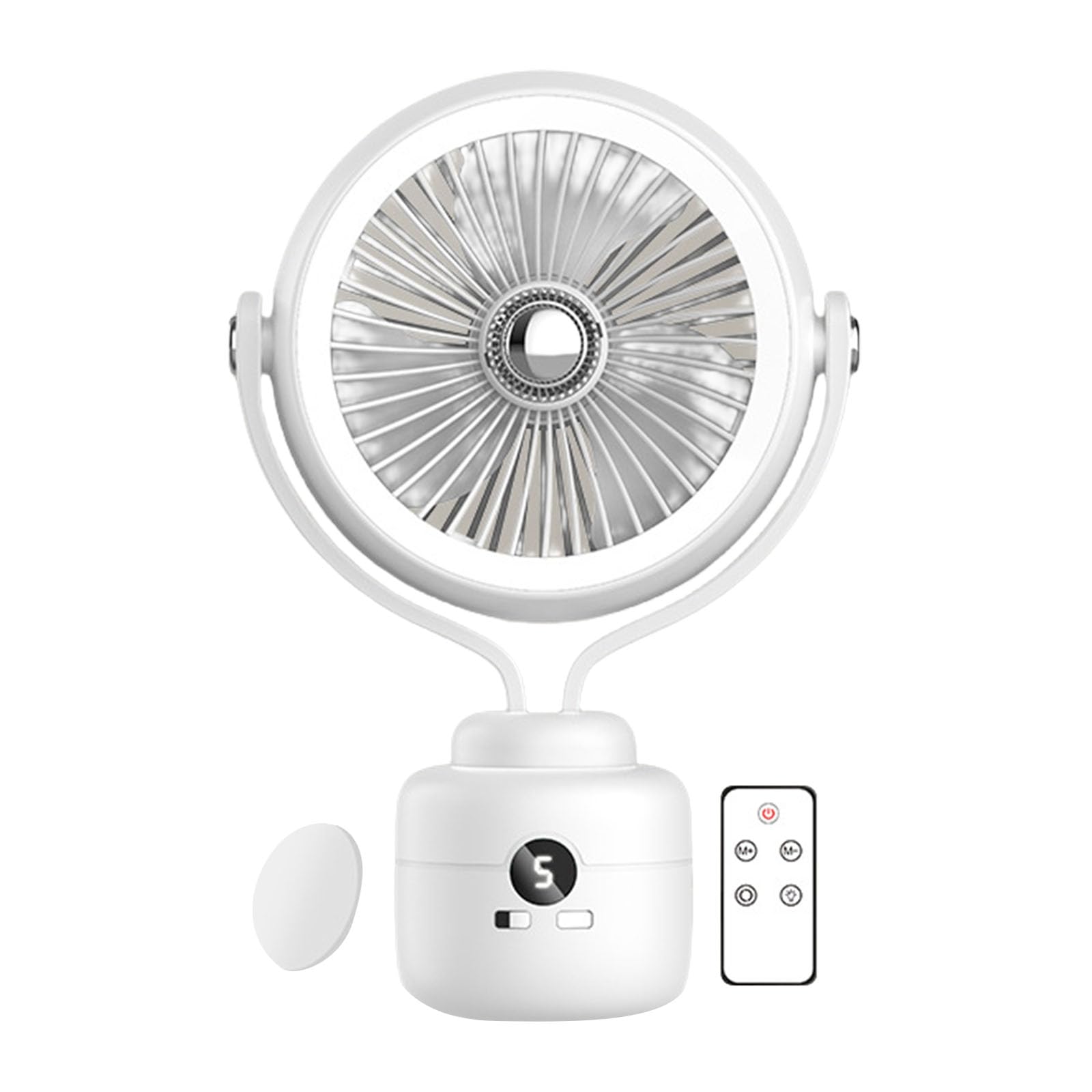 Ventilateur de bureau à trépied USB rechargeable avec lampe LED pour camping