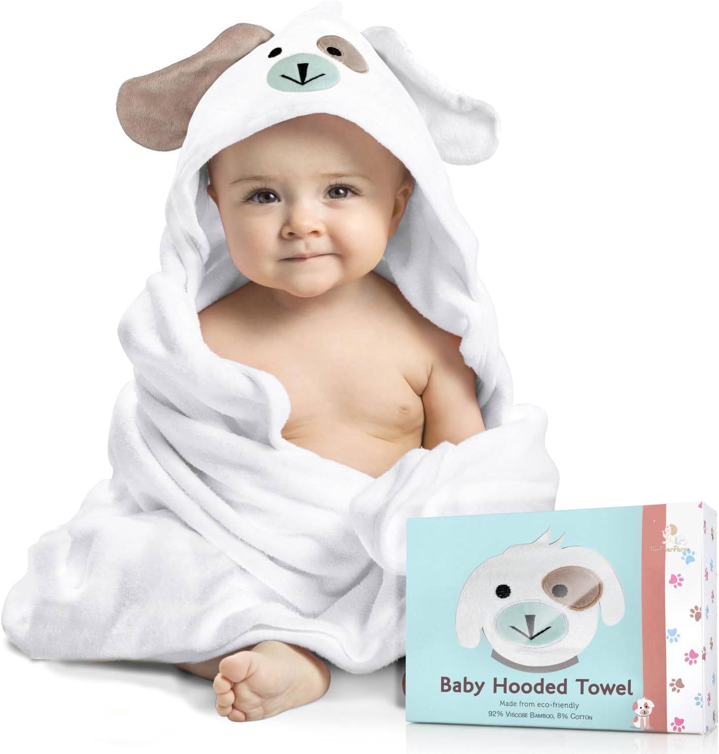 - Baby Towels with Hood - Soft, Absorbent Viscose Made of Bamboo, Extra Large 35 x 35 Inches, for Newborns, Infants, Boys and Girls, White