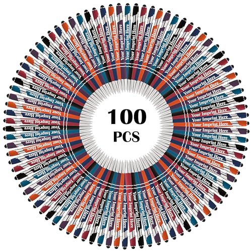 ExpressDesigns Up to 500 Pcs Custom Pens Bulk | Rainbow of Colors | Soft-Touch Metal Black Ink Personalized with Name or Message (Assorted, 100 pcs)