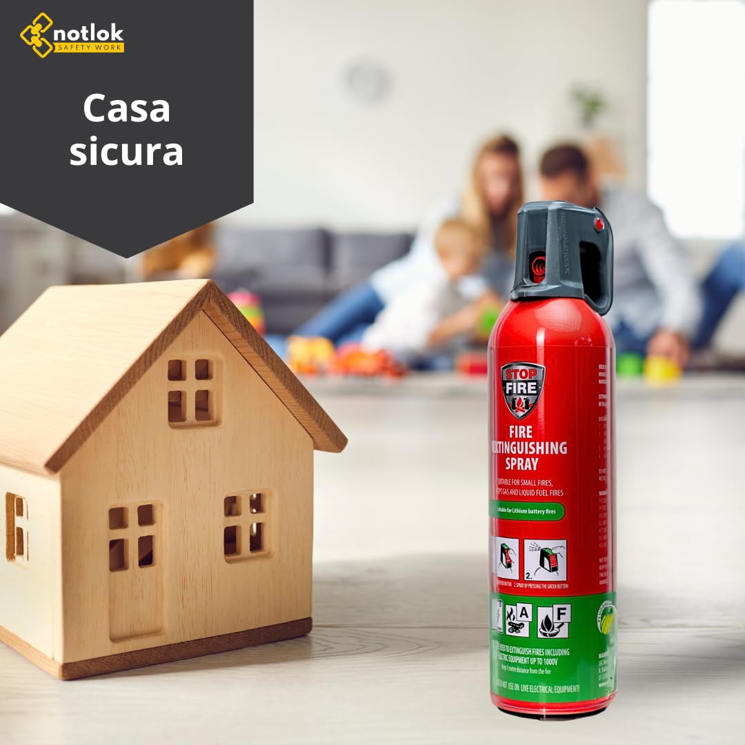 Estintore per incendi elettrici + A F | Estintore per Casa e Auto | Forma Spray | Mini Estintore Elettrico Portatile | Estintore Batterie Litio + Auto Elettrica | 1 pezzo, 750 ml