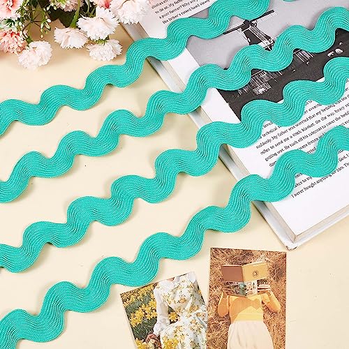 GORGECRAFT 20mm RIC Rac Ribbon 10 Yards Lake Blue Wave Sewing Bending Fringe Trim Woven Braided Fabric Lace for DIY Clothes Dress Embellishment Crafts Flowers Gift Wrapping Wedding Party Decoration - Image 4