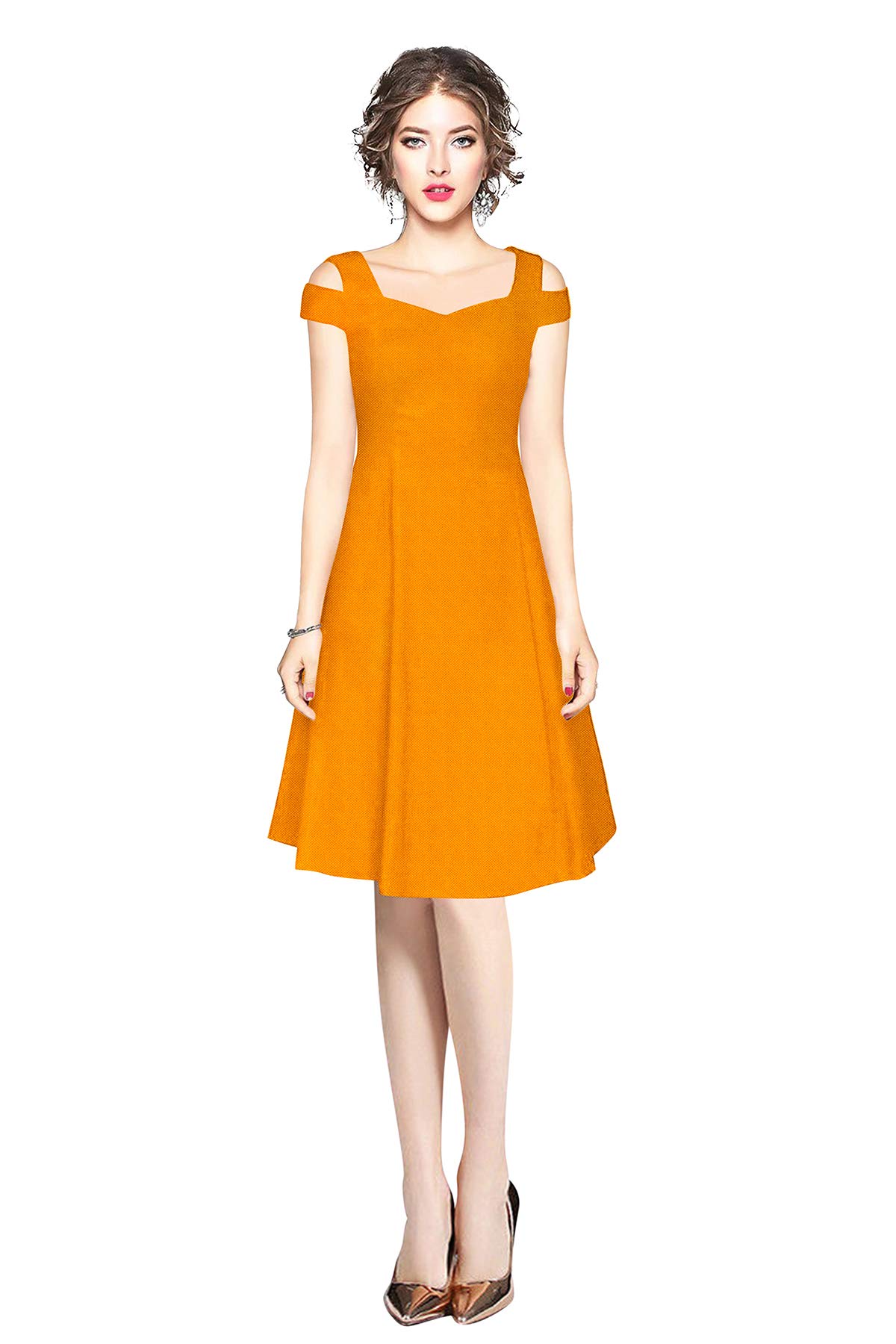 Women's Slim Fit Solid Pattern Cotton Blend Bodycon Dress with Sweetheart Neck Cold Shoulder Sleeve Above Knee Length Pull On Closure Type and Modern Style | Bodycon Dress for Women-picture-22