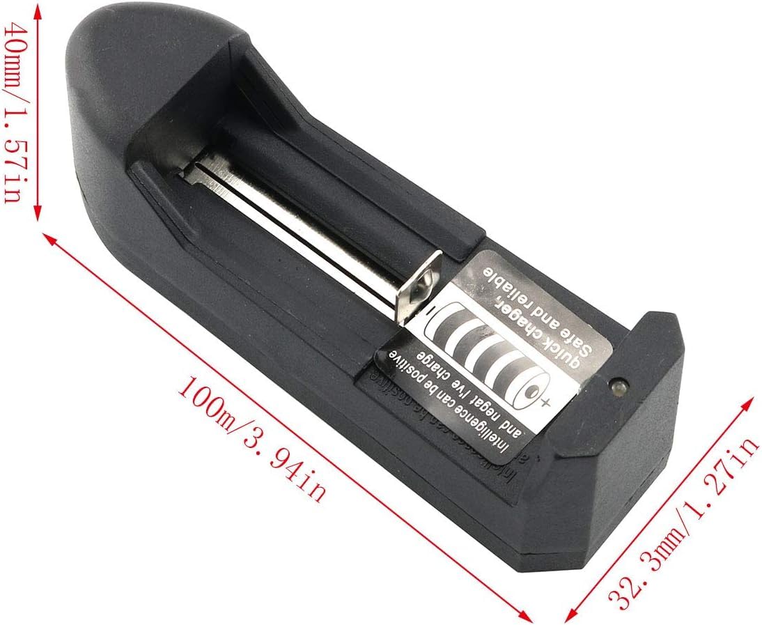 Samadex Wall Charger Black 3.7V Single Slot Rechargeable Battery Charger with Direct Charging for 10440 14500 16330 16340 16650 14650 18350 18500 18650 14000 Li-ion Battery