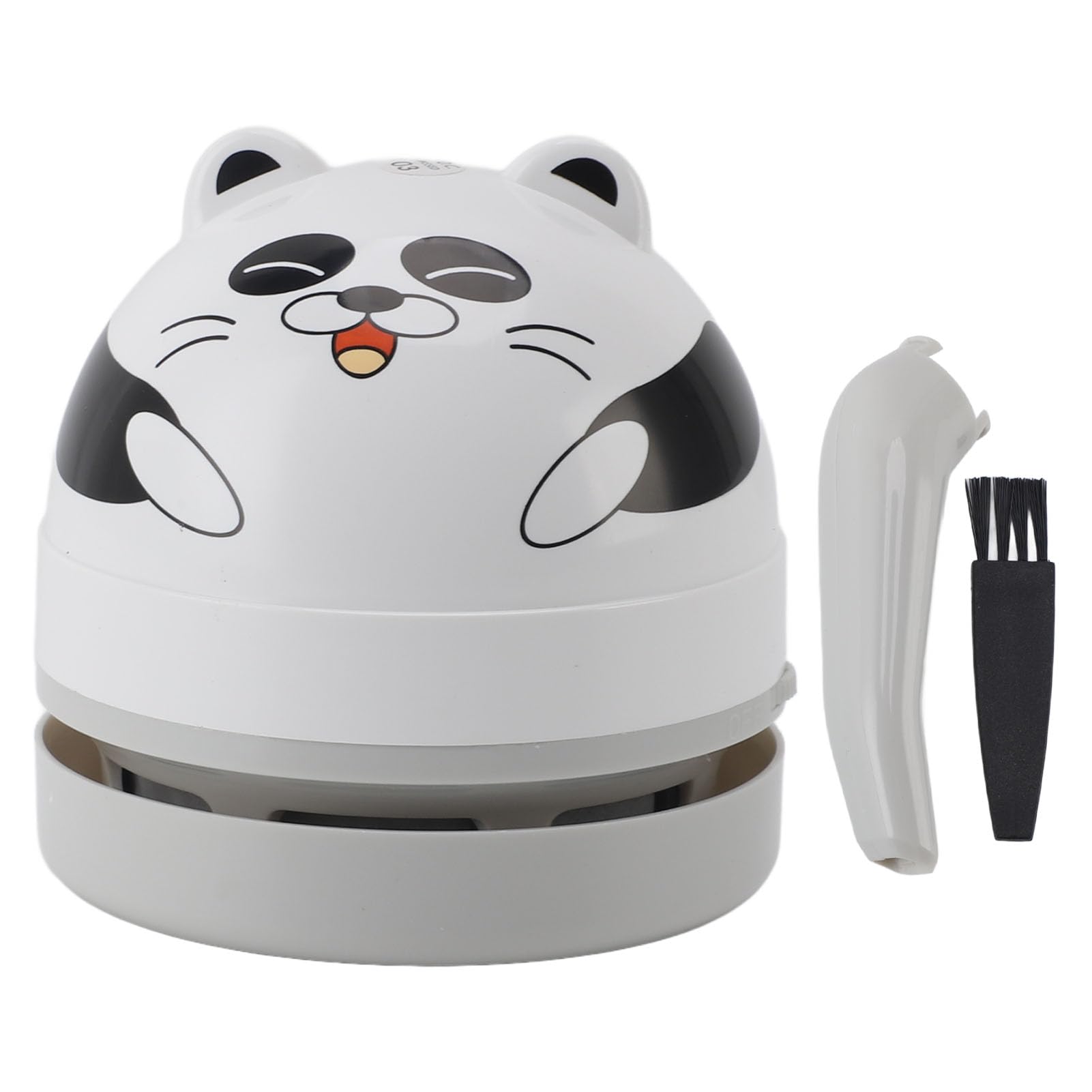 Mumusuki Mini Desktop Vacuum Cleaner AA Battery Powered,Handheld Portable Cordless Vacuum Cleaner, Ideal for Desk, Home, Car (Panda)