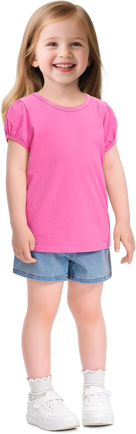 Witwot 3 Pack Toddler Girl Shirts Cotton Baby Girls T-Shirts Basic Short Sleeve Tee Tops Size 18M-5T - Image 6