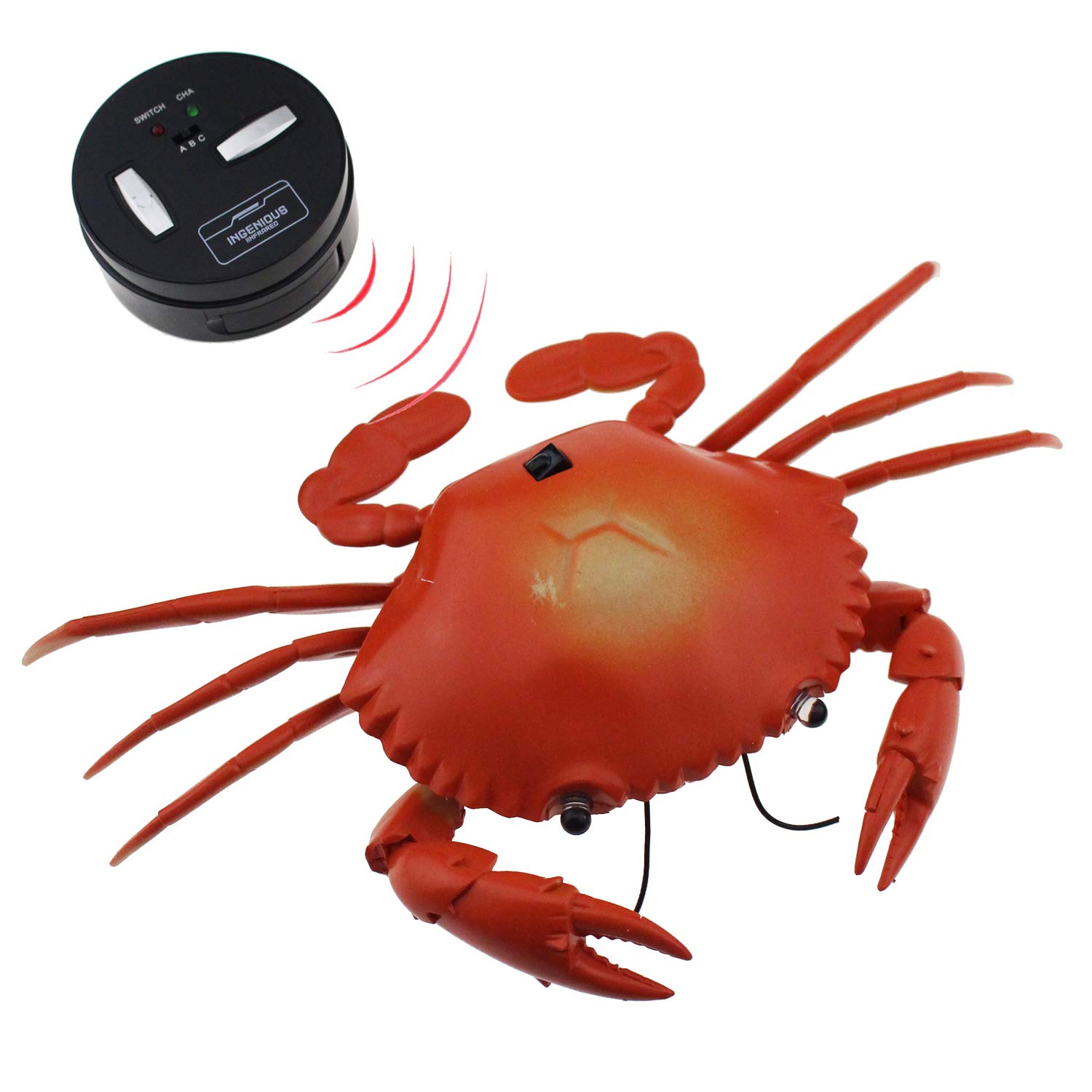 Tipmant RC Crab Animal Toy Remote Control Car Vehicle Electronic Fake Insect for Kids Birthday Gift Christmas Halloween (Red)