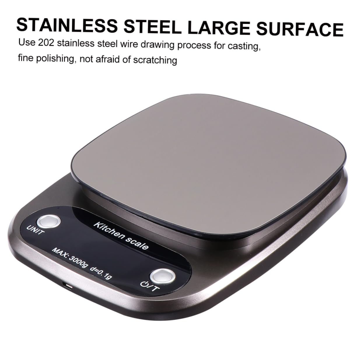 ABOOFAN Digitale Küchenwaage aus Edelstahl 3kg/0,1g Präzise Lcd Anzeige Wiederaufladbar Tragbar für Küchen und Schmuckgebrauch