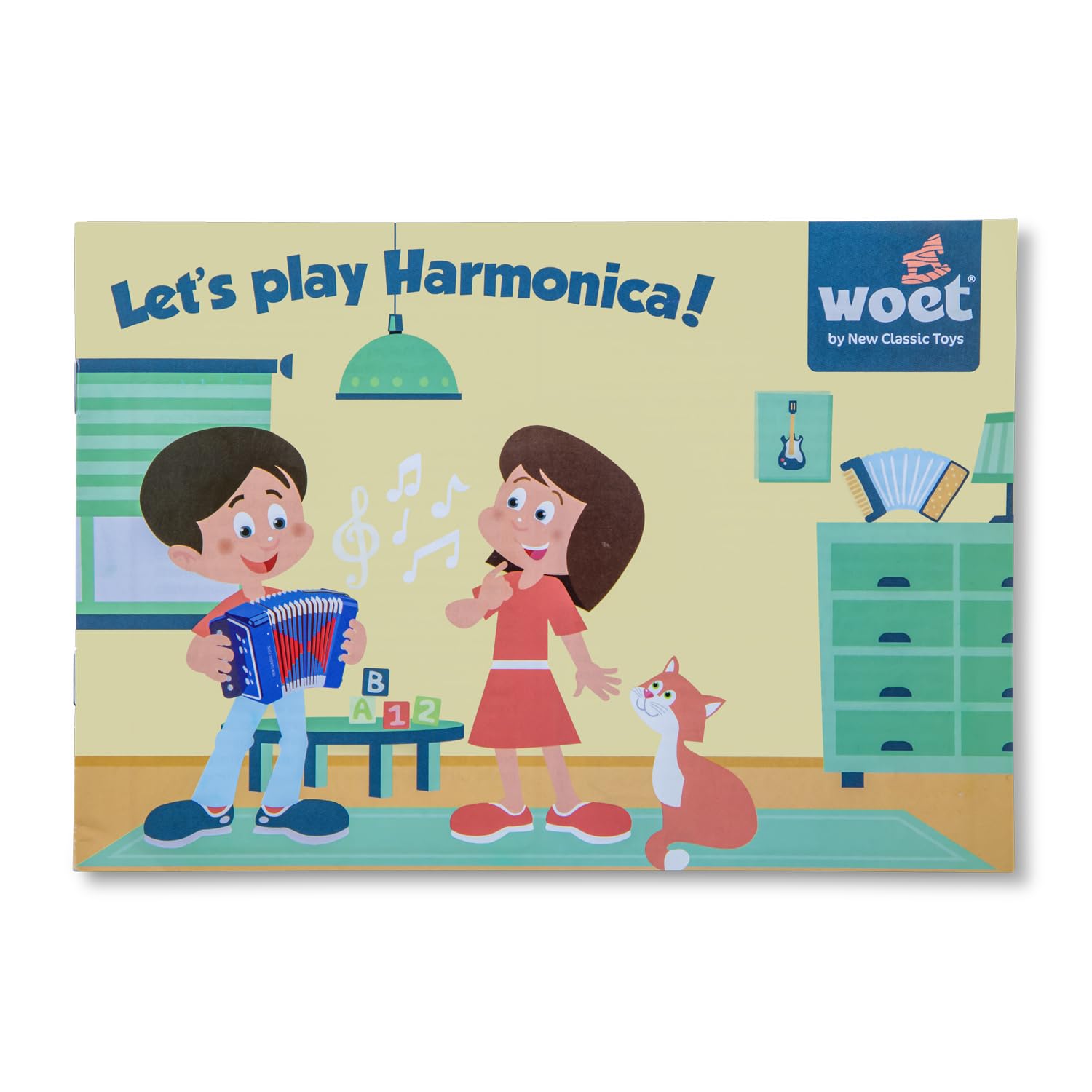 Woet® Acordeón de Juguete Rojo para Niños, Instrumento Musical con Libro de Canciones y 8 Canciones, Juguete Educativo para Principiantes, Desarrollo Musical, A Partir de 3 Años