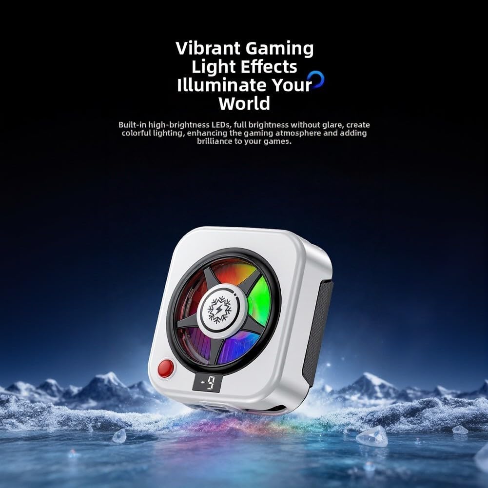 Magnetischer Handy-Kühler mit intelligenter Temperaturregelung und RGB-Beleuchtung, Lüfter mit 9 Modi für Gaming-Smartphones mit Clip auf der Rückseite (A)