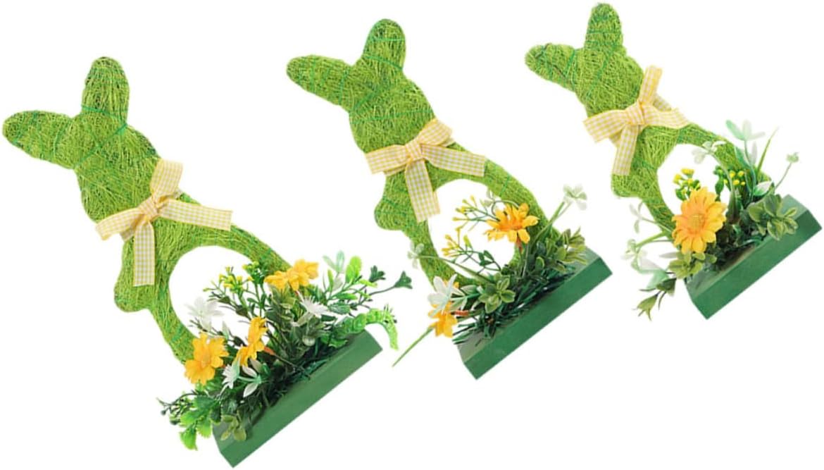 PRETYZOOM 3pcs Easter Bunny Wooden Decor Spring Tabletop Decoration Charming Easter Table Decor for Festive Parties Wood Craftsmanship for Home and Celebrations