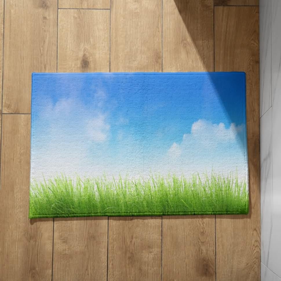Tapis de bain XL 50x80cm bleu ciel pour entrée extérieure paillasson