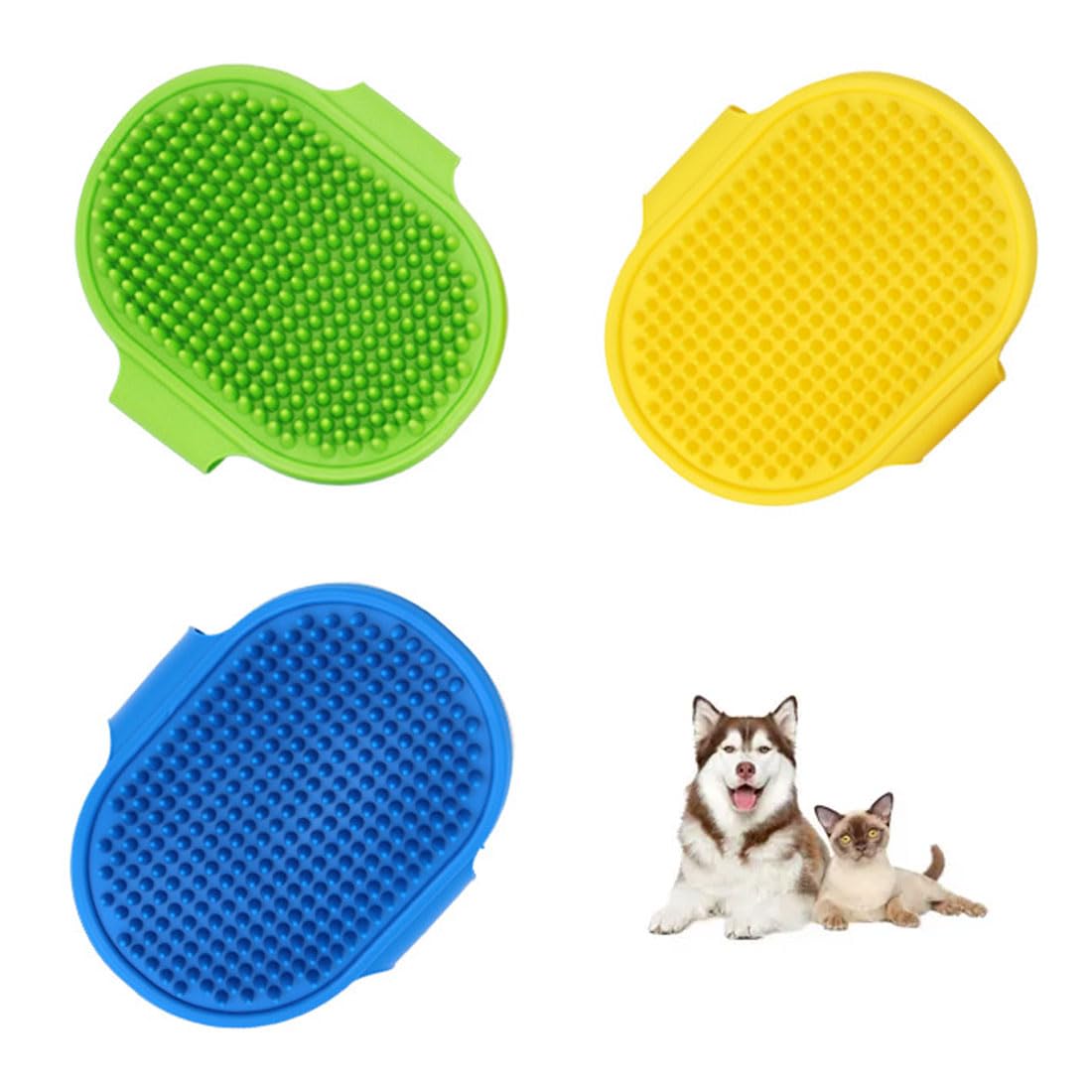Cepillo Cuidado Perros - 3 Unidades Caucho Silicona para Mascotas cepillos baño con Correa Ajustable Mango Goma Cepillo Ducha para Mascotas Cepillo Masaje para Mascotas
