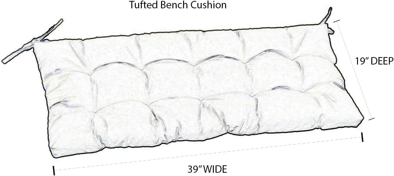 Resort Spa Home Decor Sunbrella Canvas Aruba Blue Teal Indoor/Outdoor Tufted Cushion with Ties for Bench, Swing, Glider - Choose Size (39" x 19")