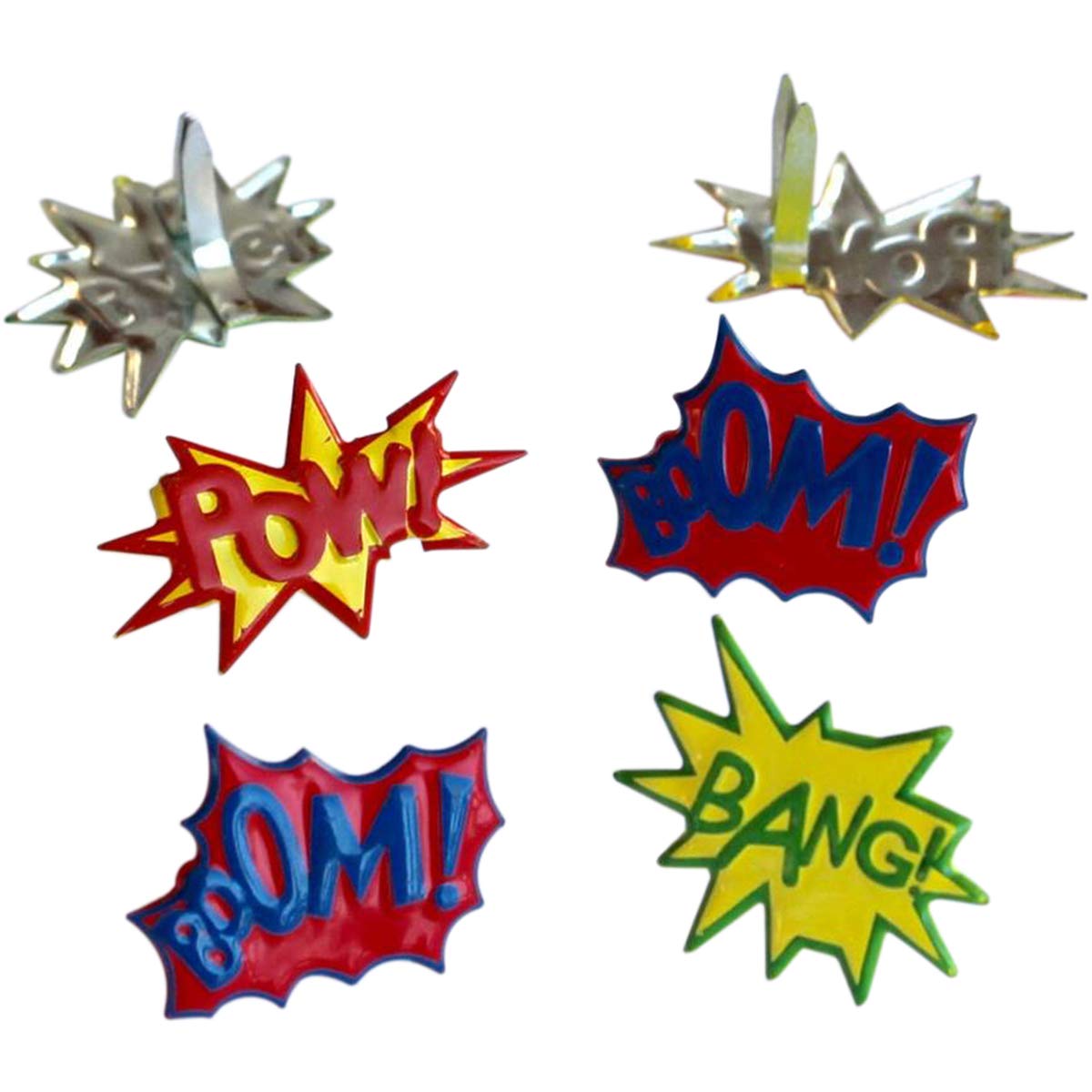EYELET OUTLET 154 Shape Brads 12/Pkg-Super Hero Words