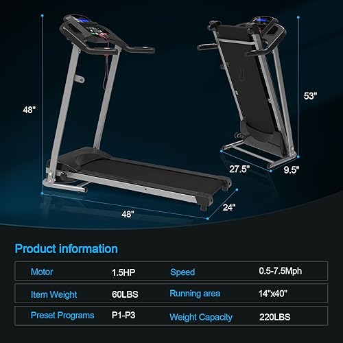 Miniatura 6 de Cinta de correr plegable para el hogar con inclinación, caminadora plegable para entrenamiento en casa, máquina eléctrica para caminar, 15 programas