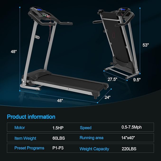 Caminadora Eléctrica Plegable 2.5 hp Negra miniatura 5
