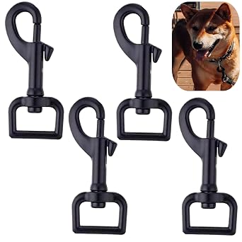 Rust-Proof Black 3/4 Bolt Snap Hooks 4-Pack Industrial-Grade Steel, 360 Swivel Eye, Secure Trigger Clasp for Dog Leashes and Outdoor Gear