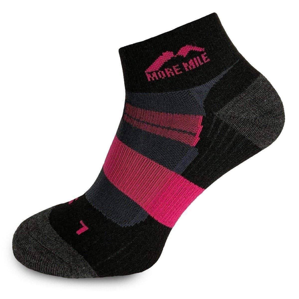 More Mile Women's Black Endurance Running Socks - 2-5