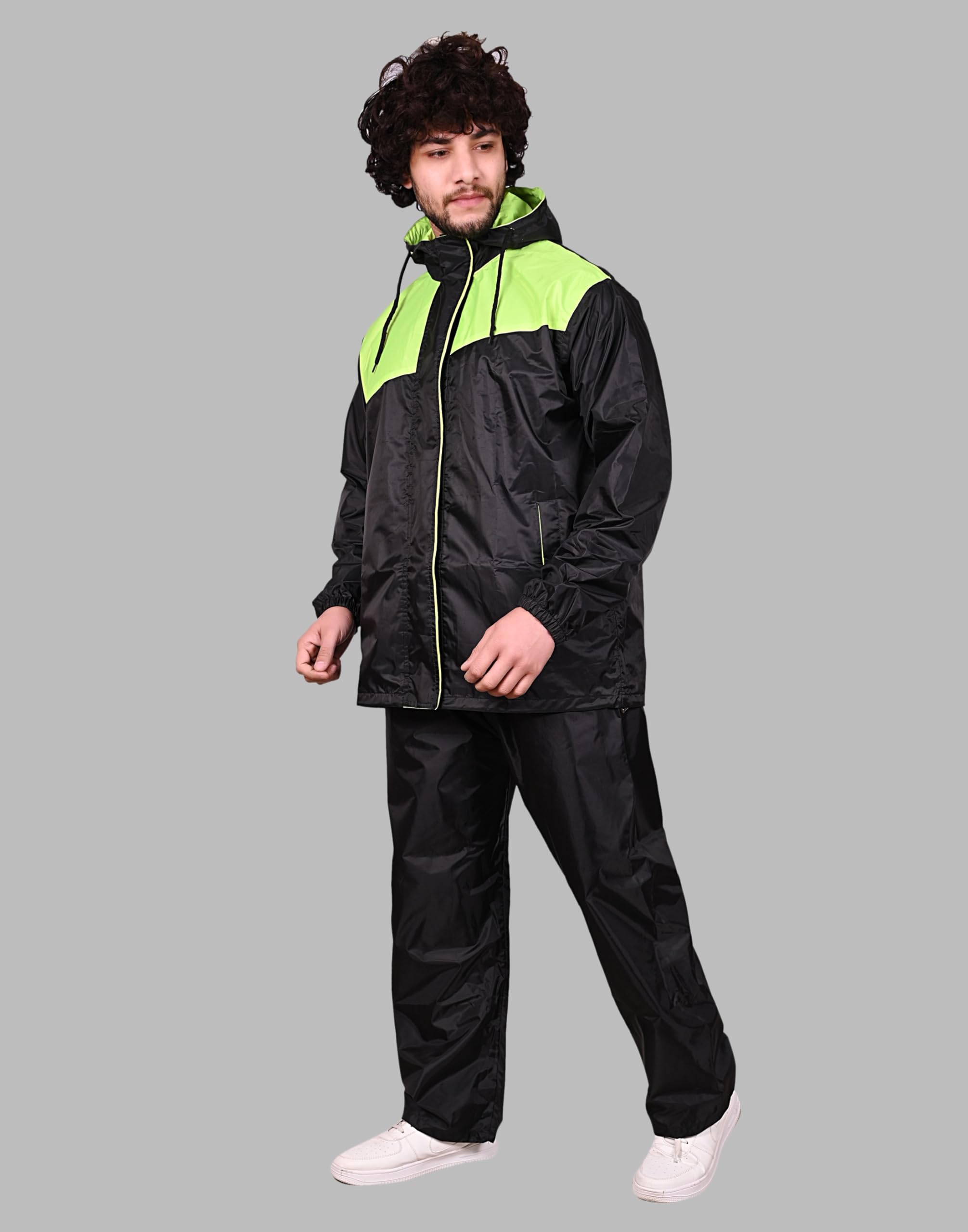Rain Coat for Men Waterproof for Bike Reversible Double Layer with Hood Raincoat for Men. Set of Top and Bottom Packed (XL, Black..) 1
