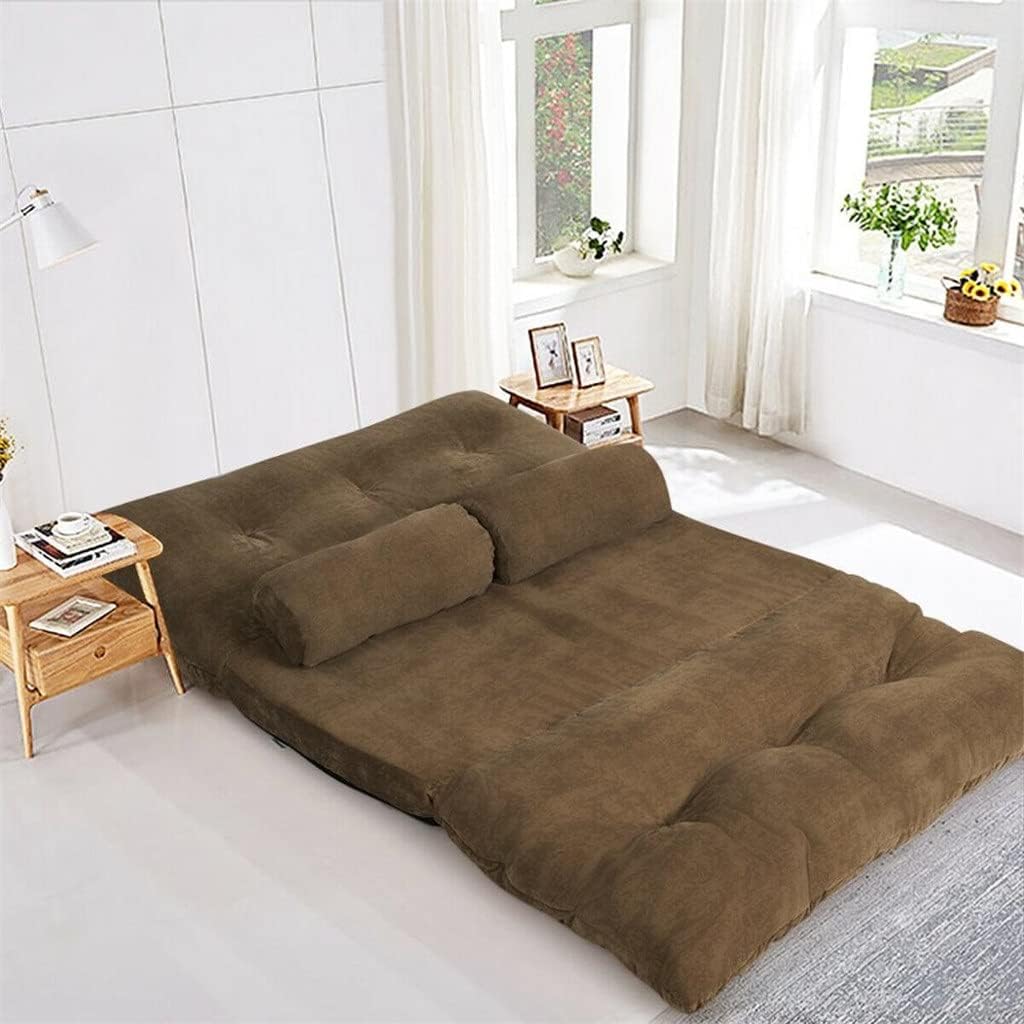 Floor Sofa Bed 6-Position Adjustable Sleeper Lounge Couch with 2 Pillows(E)