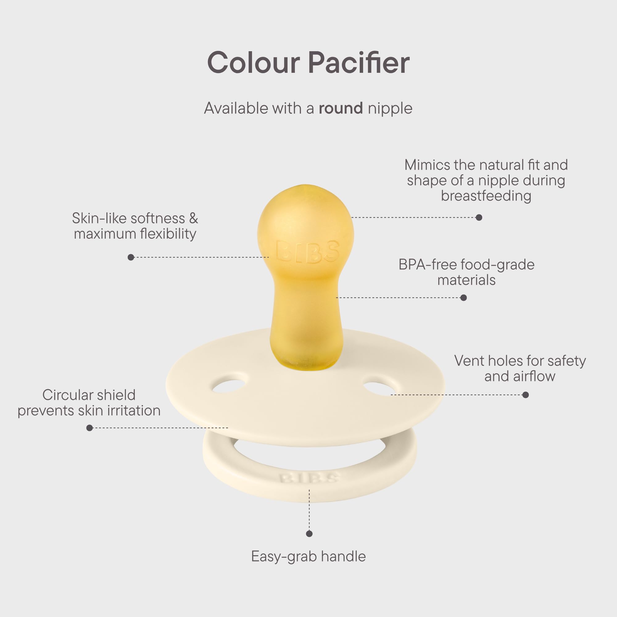 BIBS Liberty Dummies | 2 Colour Natural Rubber Latex Soothers | BPA Free Dummy | Round Nipple Pacifier | Designed & Made in Denmark | Strawberries and Cream Ivory Mix | Size 2 | 6+ Months - 5