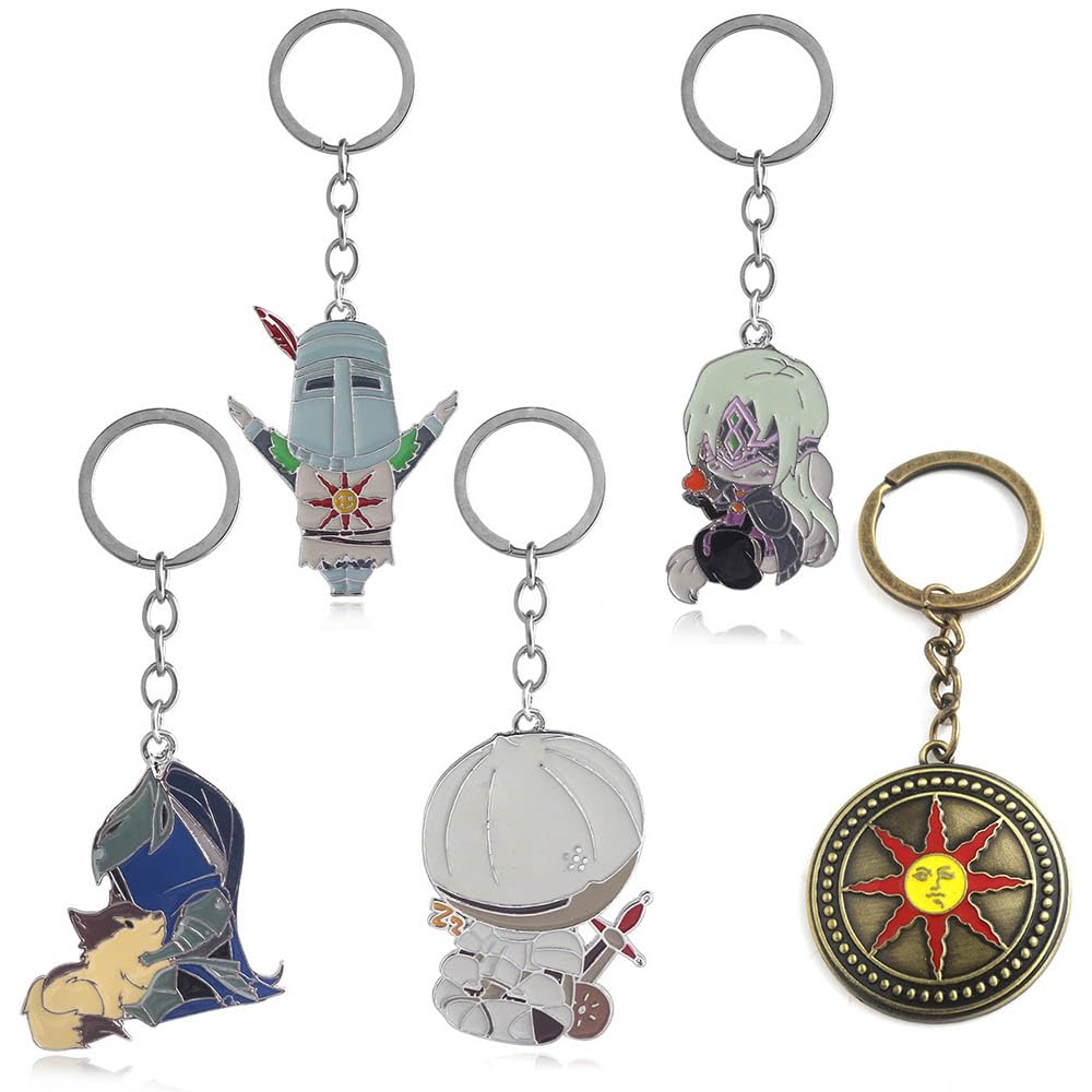 5 Pcs Dark of Souls Keychain Dark of Souls Figure Cosplay Keyring Pendant Game Dark of Souls Cool Metal Chain Decor