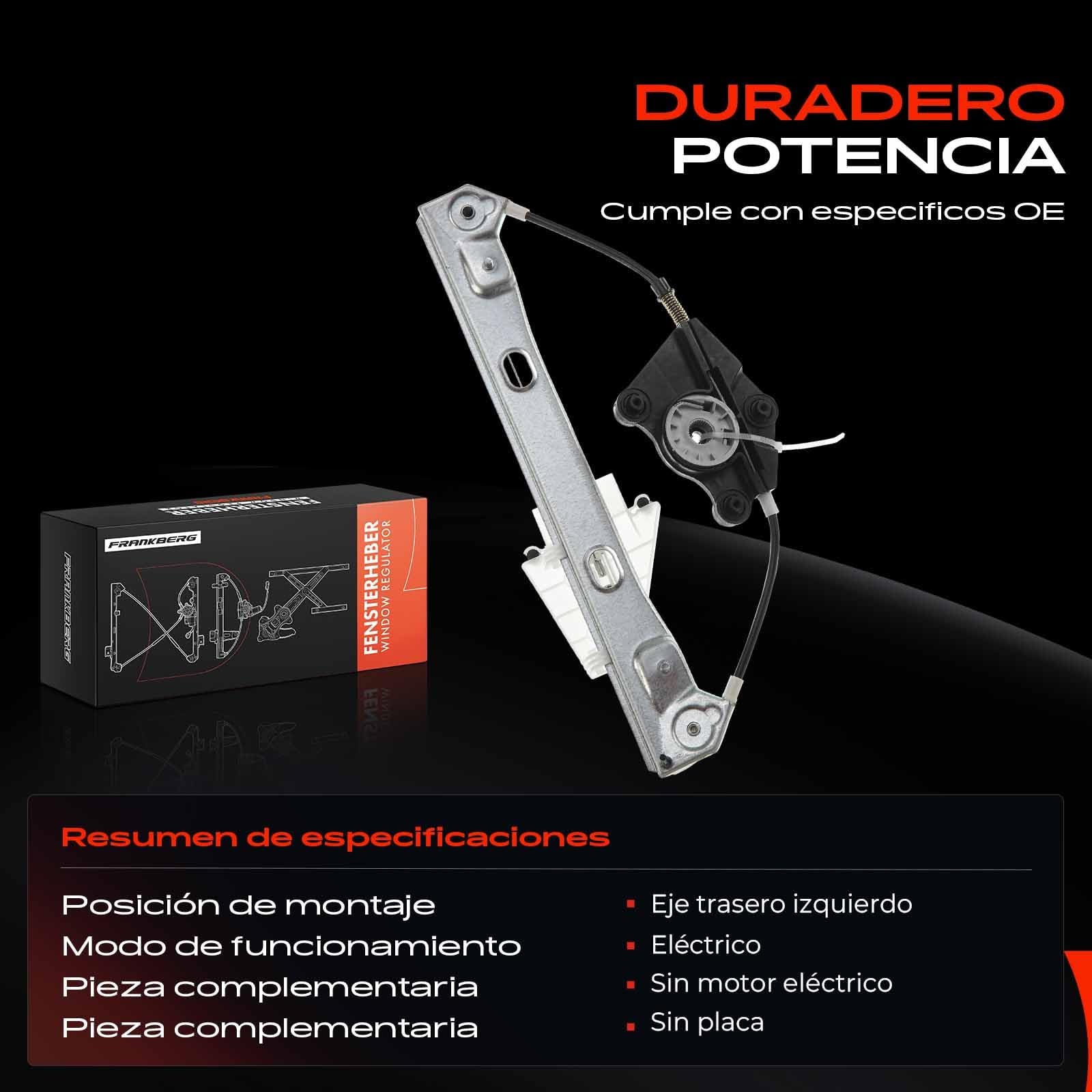 Frankberg Elevalunas Mecanismo elevalunas Eléctrico sin Motor Parte trasera izquierda Sin placa 4/5-Puerta Compatible con 159 939 2005-2012 Replace# 71740124