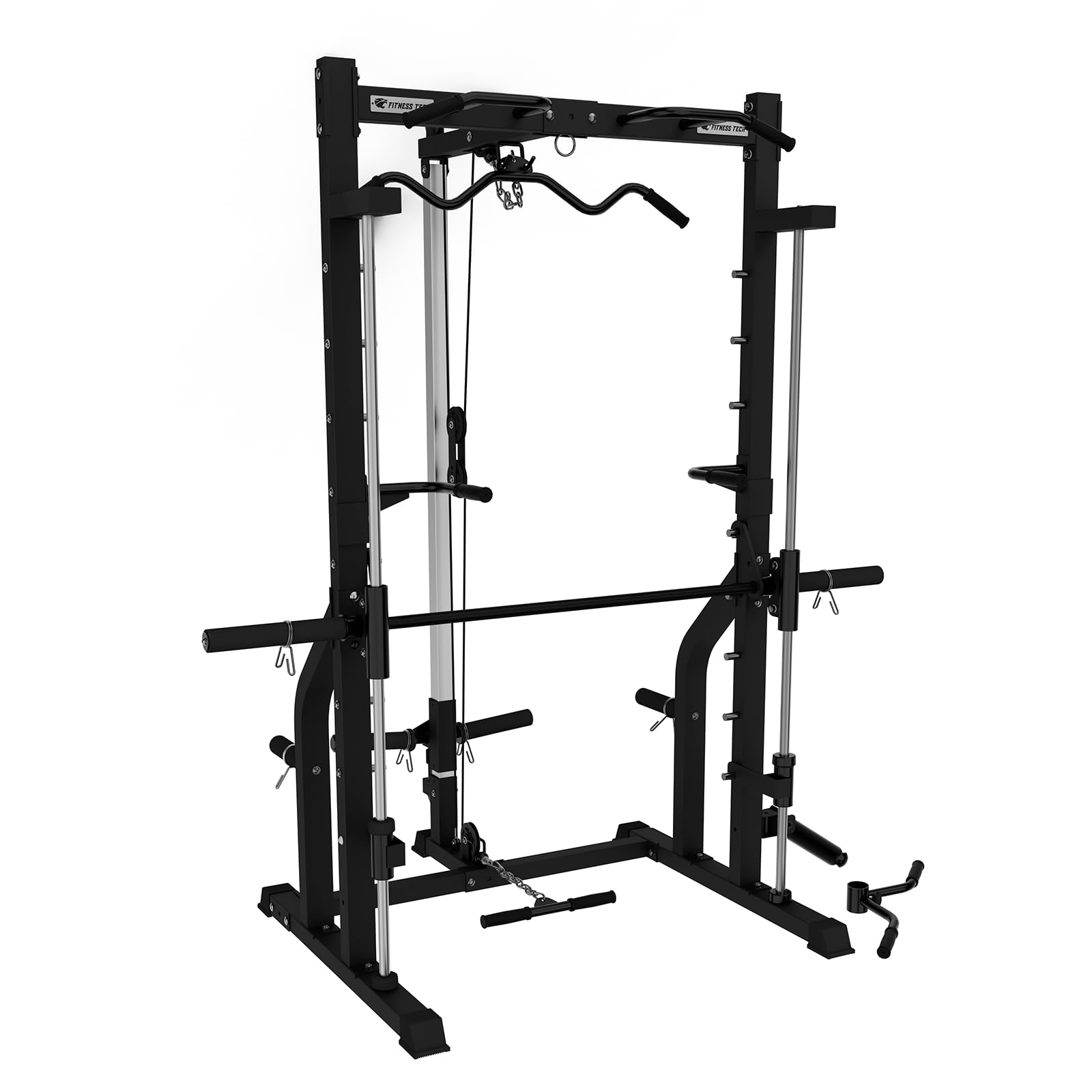 Máquina Multifunción Smith Machine S13, Jaula de Poleas, Barra Guiada y Dominadas para Gimnasio en Casa, Ejercicios de Musculación Completa, Soporta hasta 200 Kg