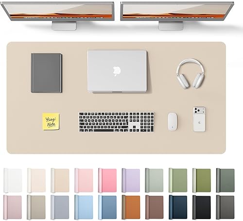 Miniatura 85 de YSAGi Protector de escritorio de piel, alfombrilla de oficina, alfombrilla grande para ratón, alfombrilla antideslizante de piel sintética, Azul