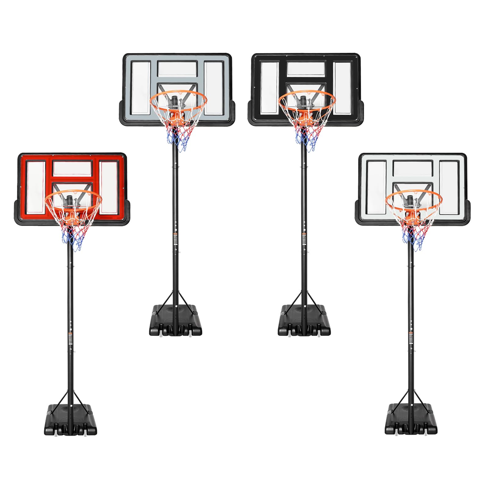 Canestro da basket per esterni, regolabile in altezza, 1,7-3,05 m, supporto
