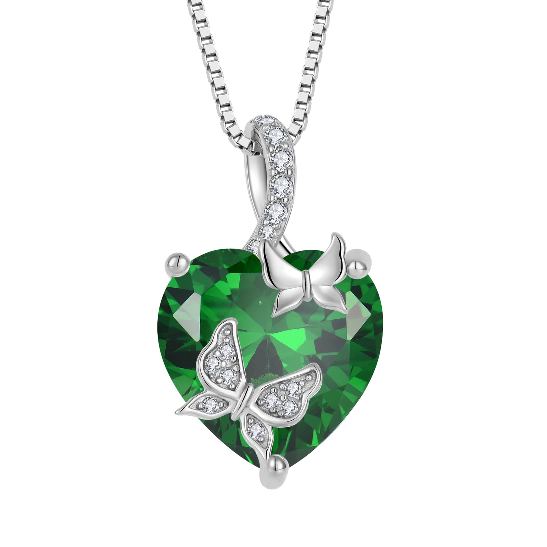 FJ Kette Damen 925 Sterling Silber Peridot Halskette August