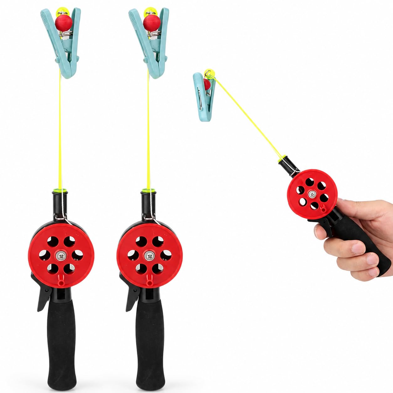 Hominas 2Pcs Crab Fishing Rod Ice Pole Shrimp Clamp Accessories Mini Size Convenient Outdoor Fishing Children ABS Random Color